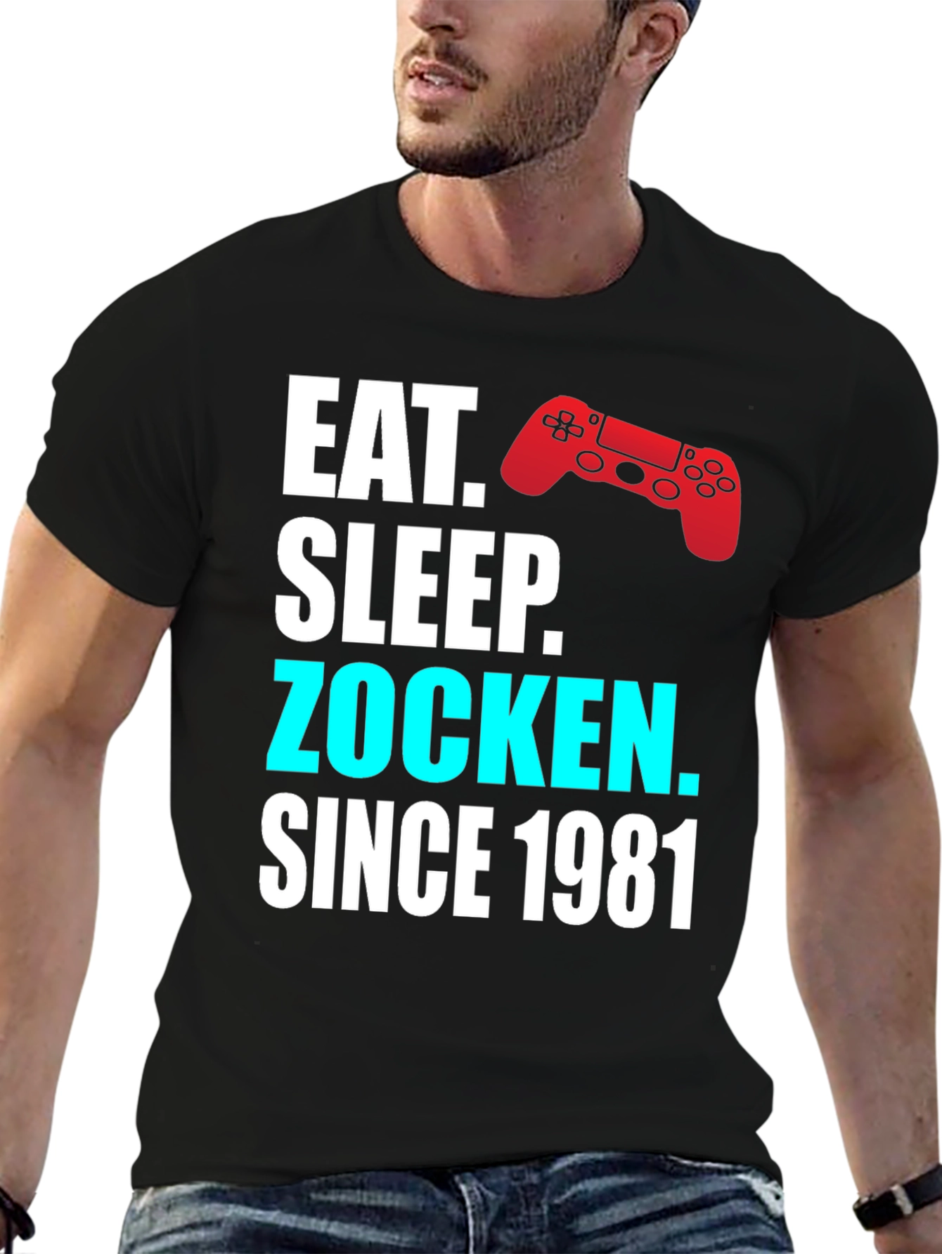 Eat Sleep Zocken Since 1981 Gamer T-Shirt