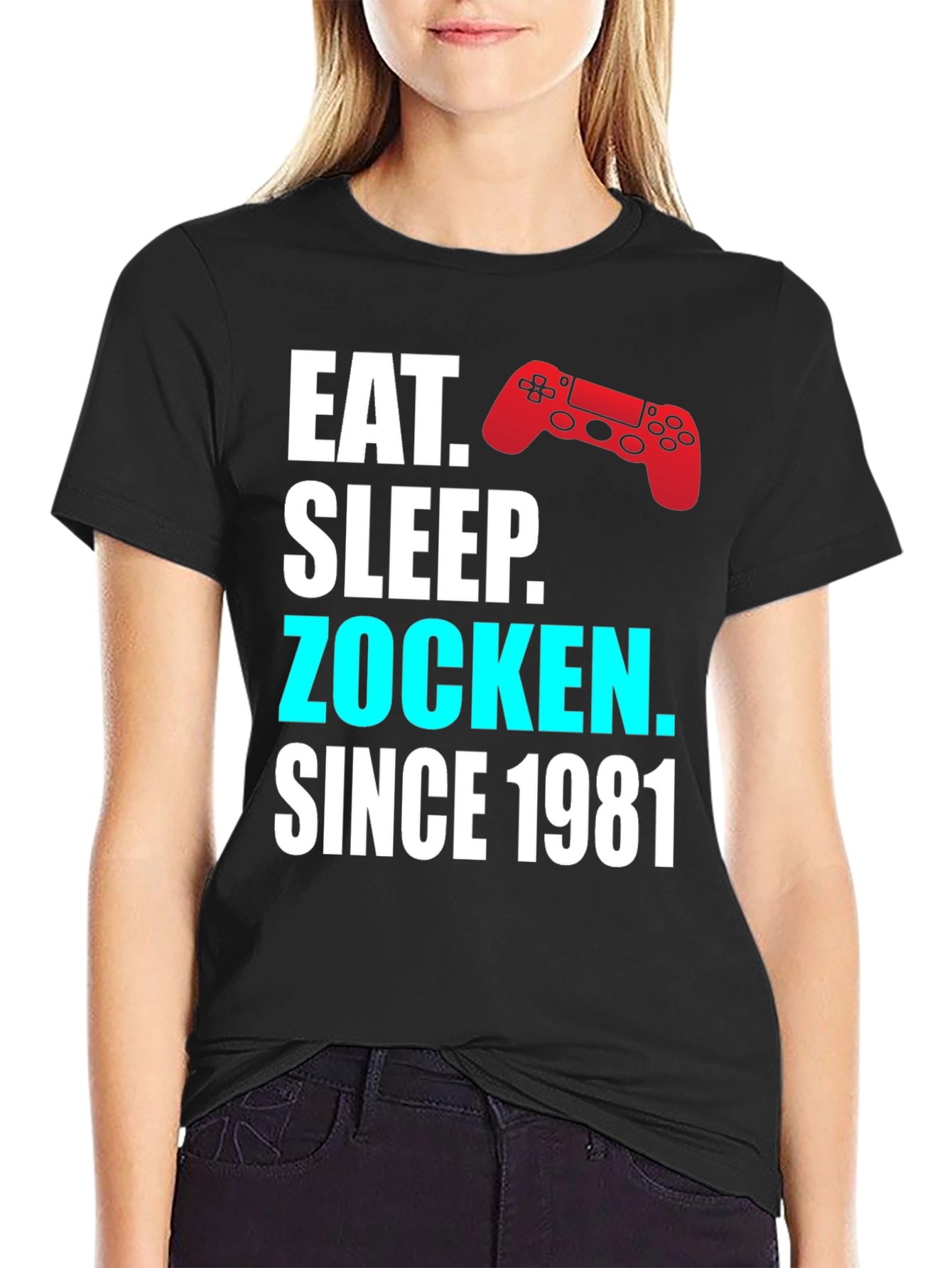 Eat Sleep Zocken Since 1981 Gamer T-Shirt