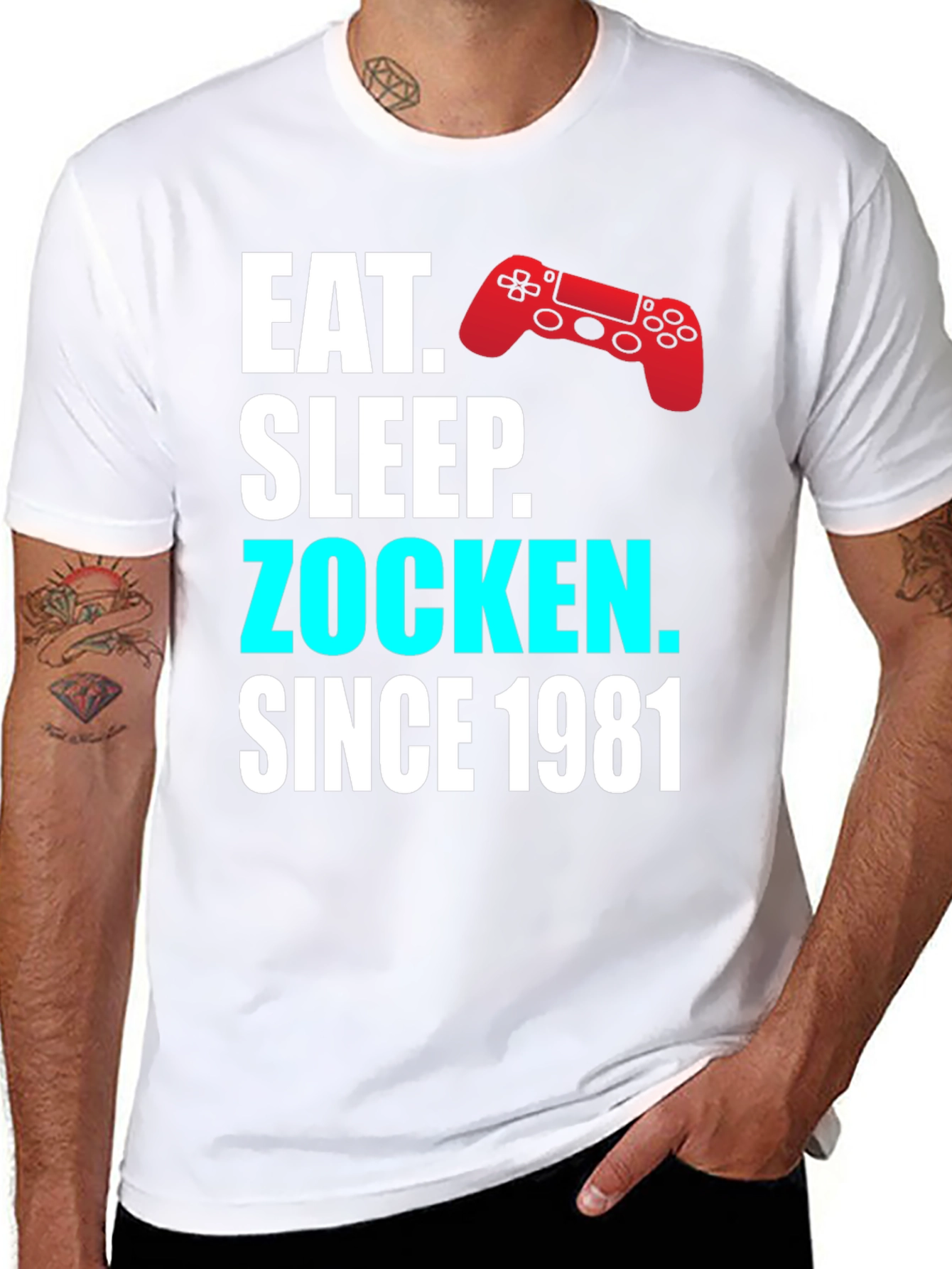 Eat Sleep Zocken Since 1981 Gamer T-Shirt