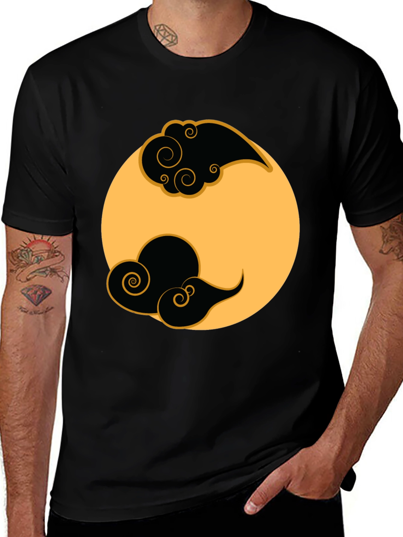 Yin Yang Cloud T-Shirt - Black