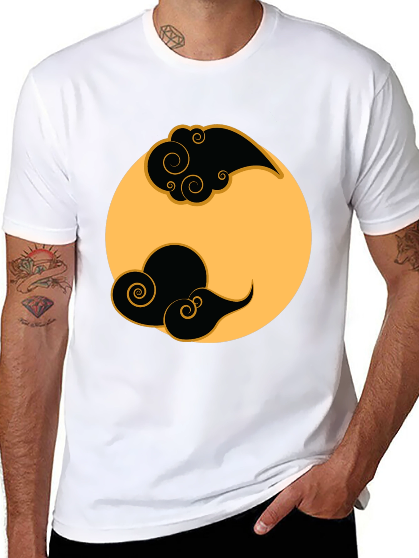 Yin Yang Cloud T-Shirt - Black