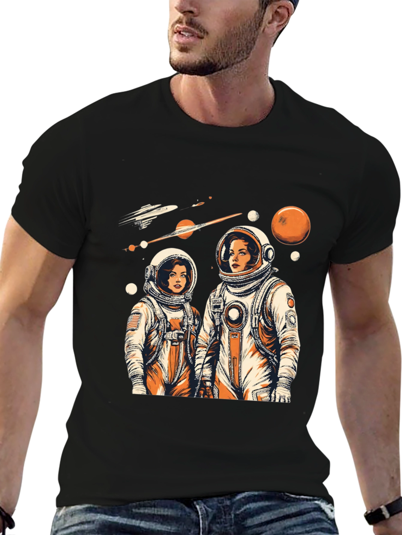 Retro Space Explorers Graphic T-Shirt