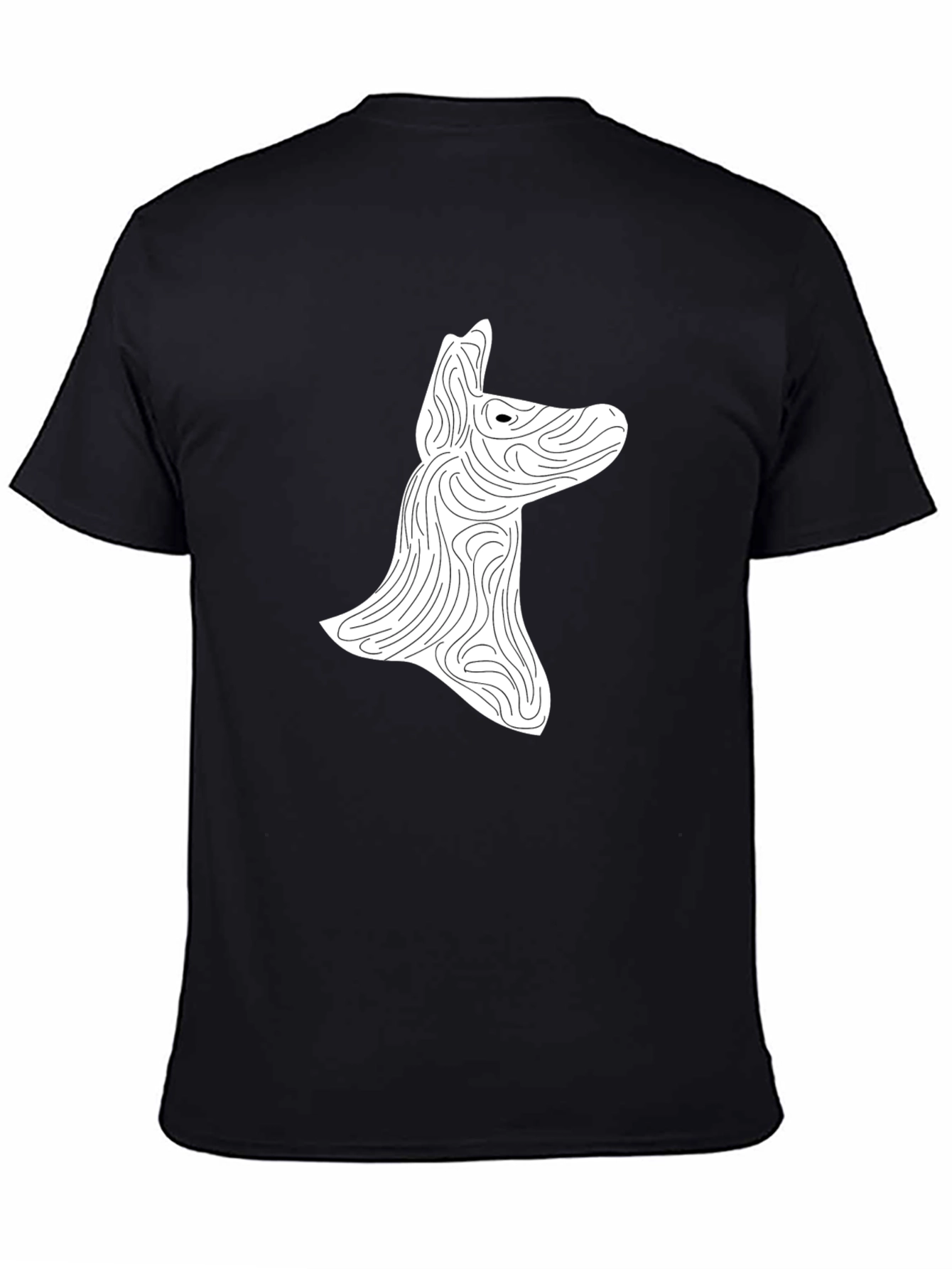 Abstract Dog Graphic Print Black T-Shirt
