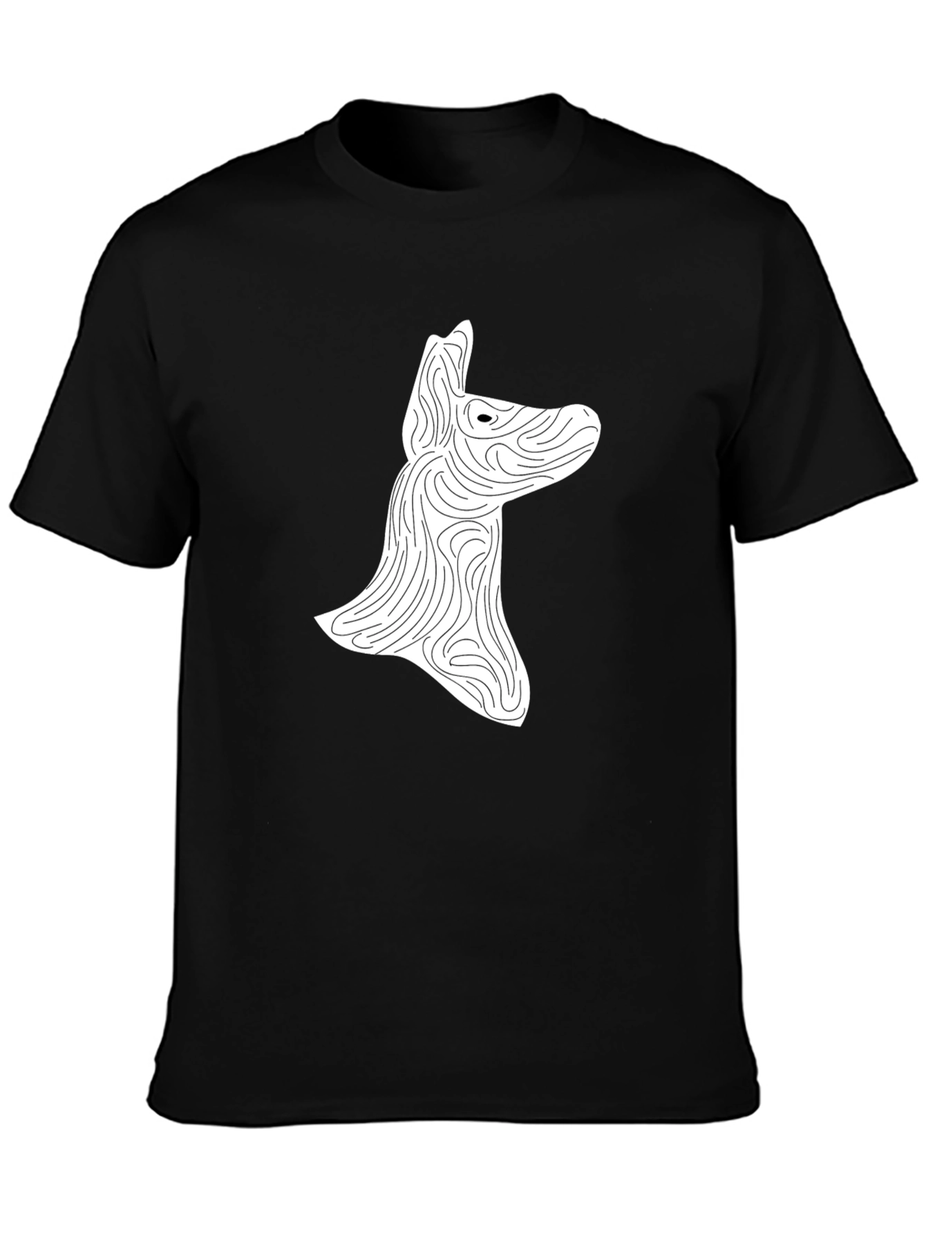Abstract Dog Graphic Print Black T-Shirt