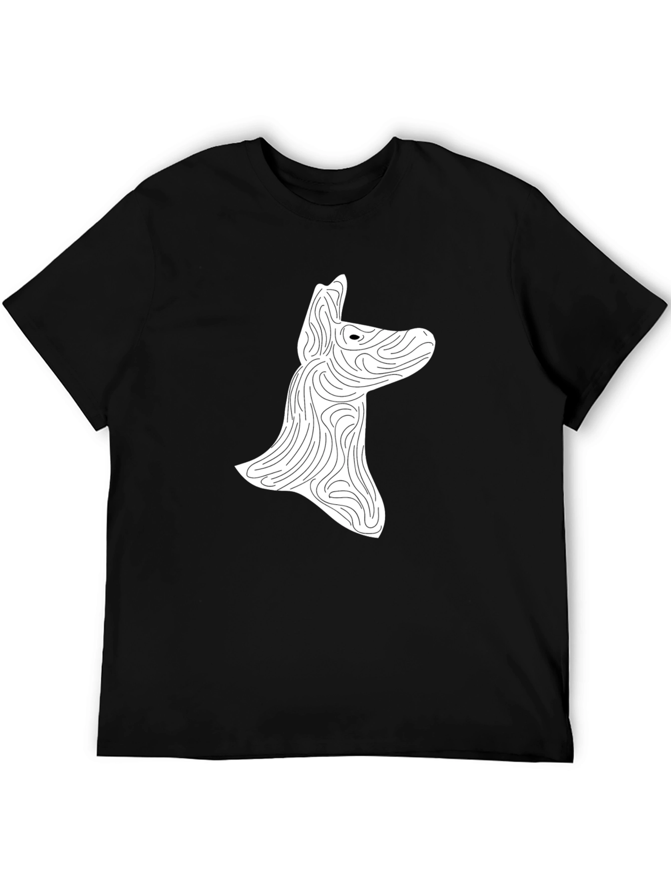 Abstract Dog Graphic Print Black T-Shirt