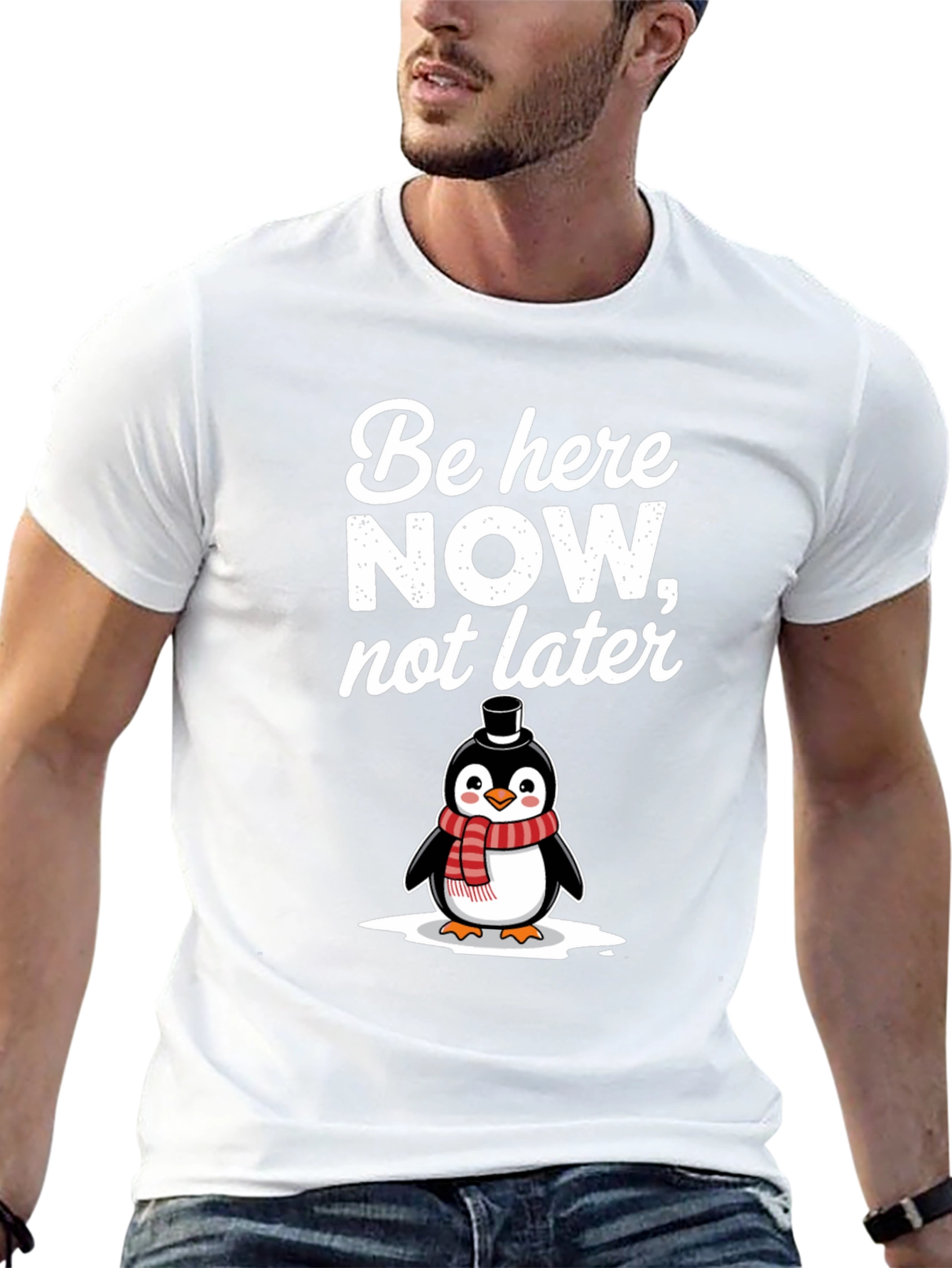 Be Here Now Penguin Graphic T-Shirt