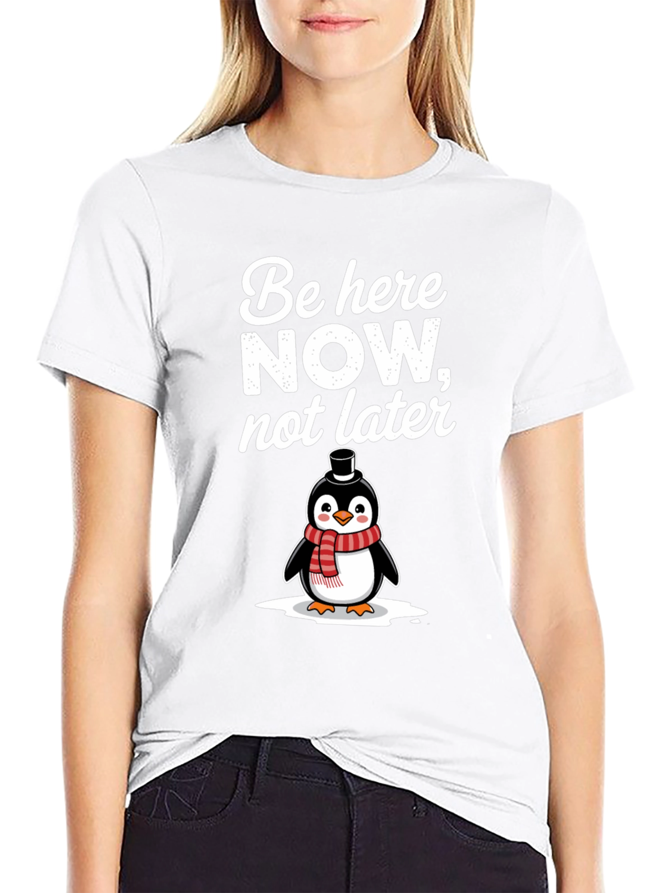 Be Here Now Penguin Graphic T-Shirt