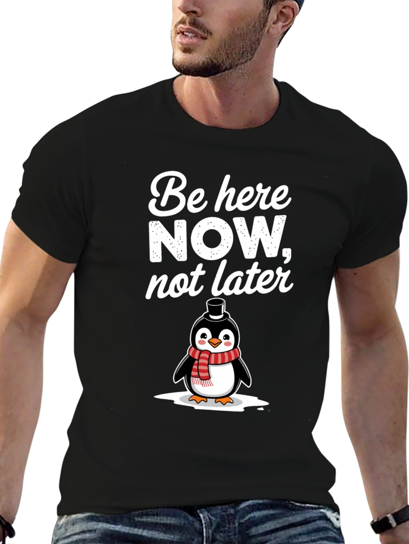 Be Here Now Penguin Graphic T-Shirt