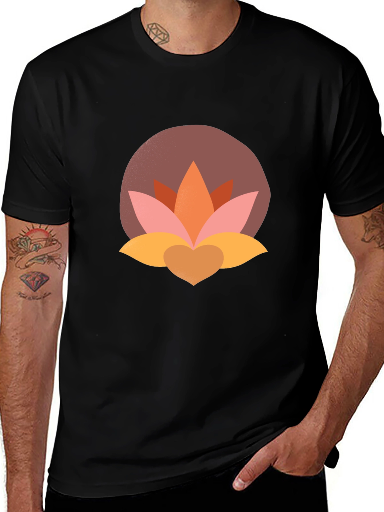 Lotus Flower Graphic Tee - Modern Black T-Shirt