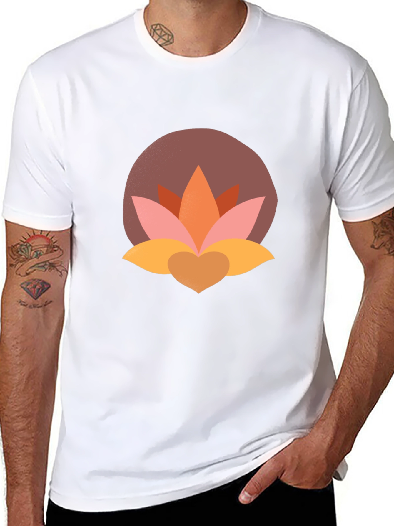 Lotus Flower Graphic Tee - Modern Black T-Shirt