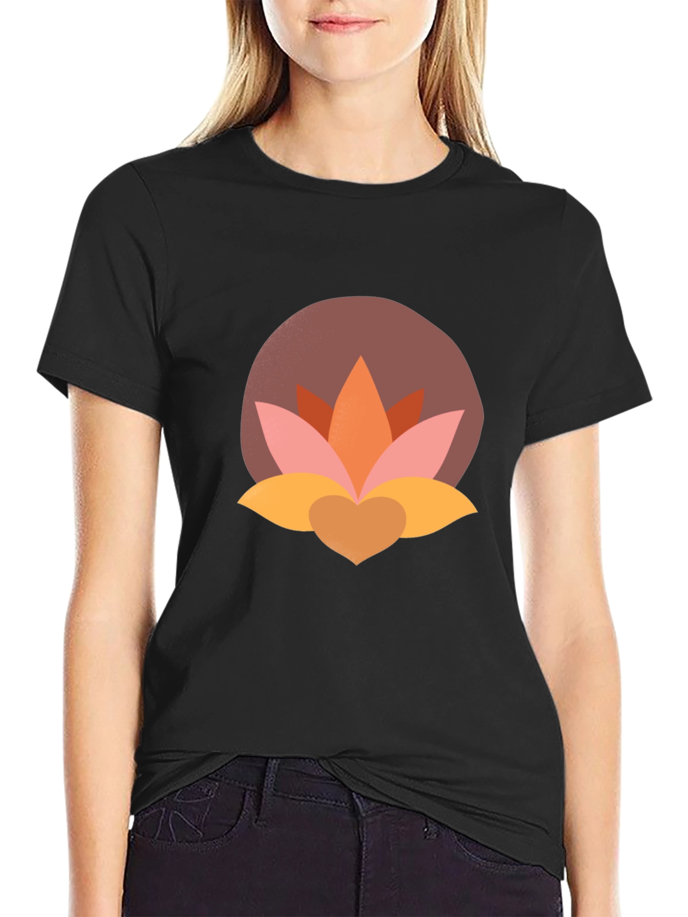 Lotus Flower Graphic Tee - Modern Black T-Shirt