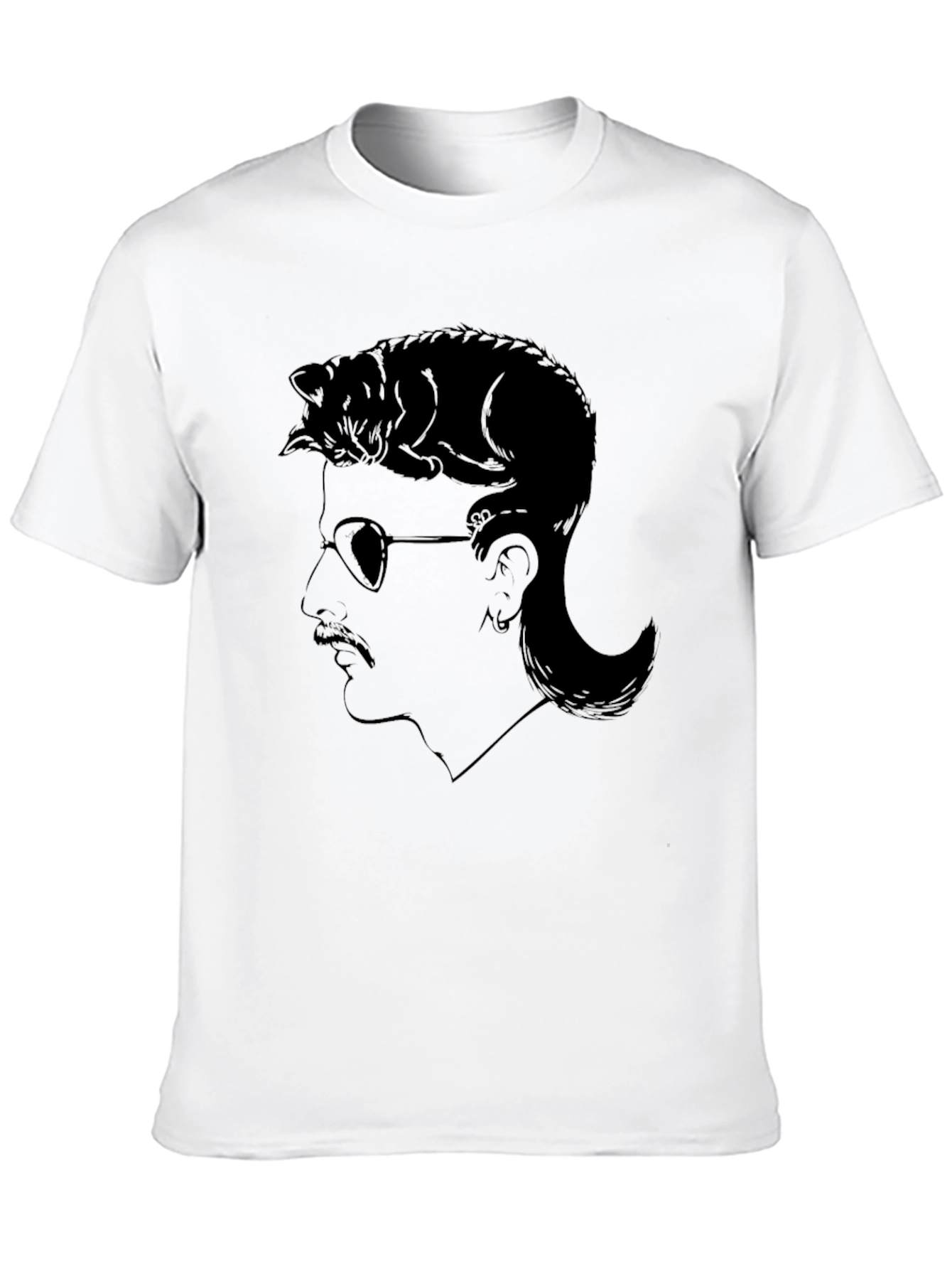 Cool Cat Mullet T-Shirt - Unique Graphic Tee
