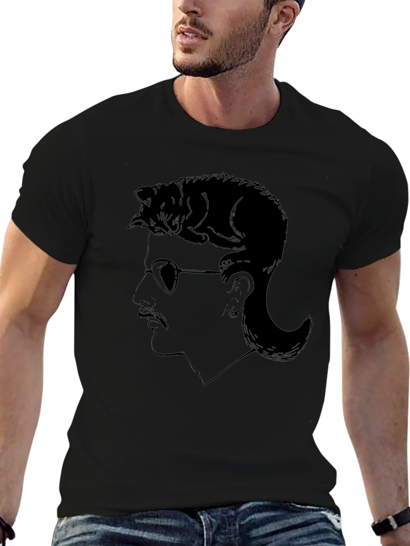 Cool Cat Mullet T-Shirt - Unique Graphic Tee