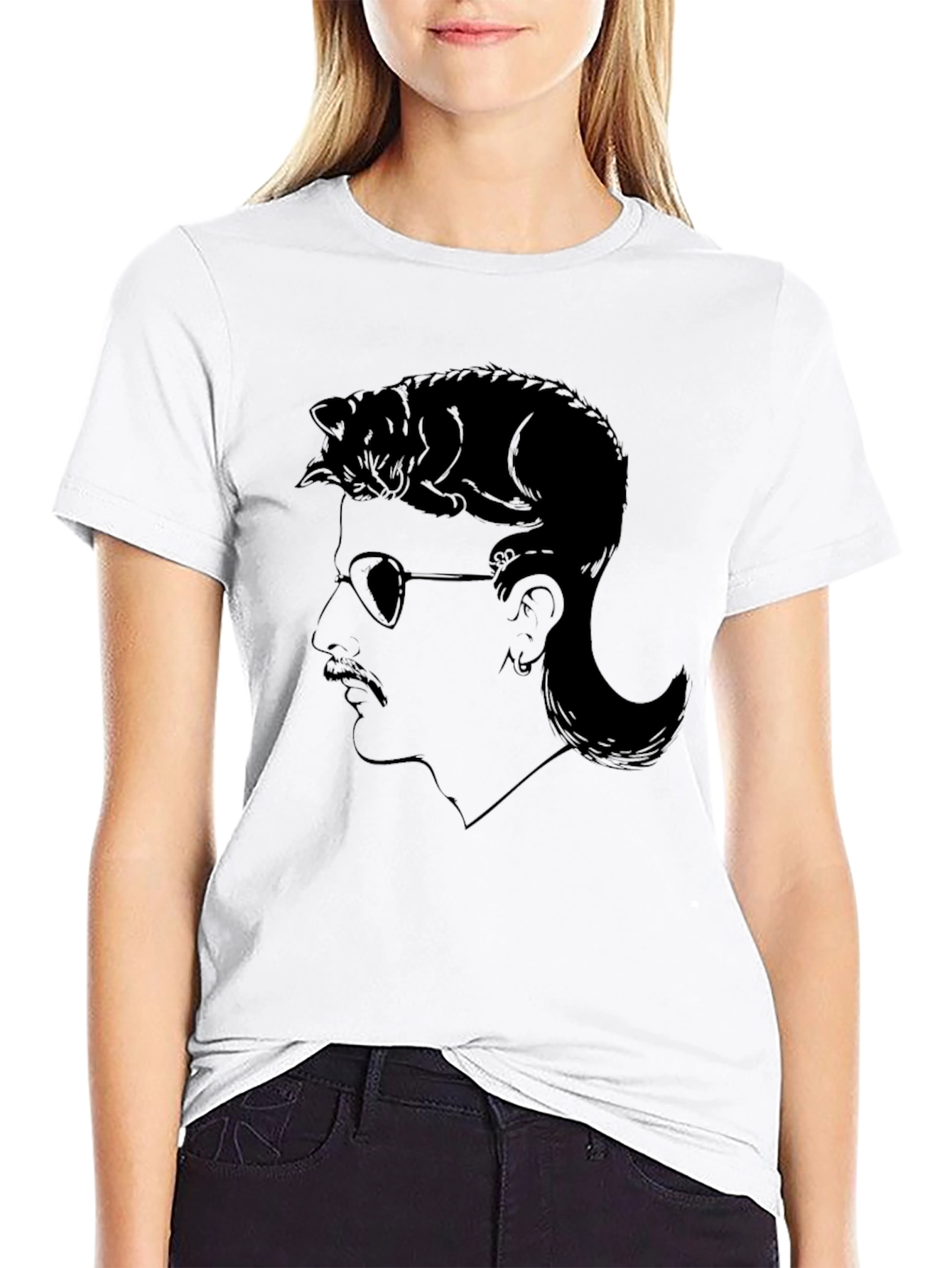 Cool Cat Mullet T-Shirt - Unique Graphic Tee
