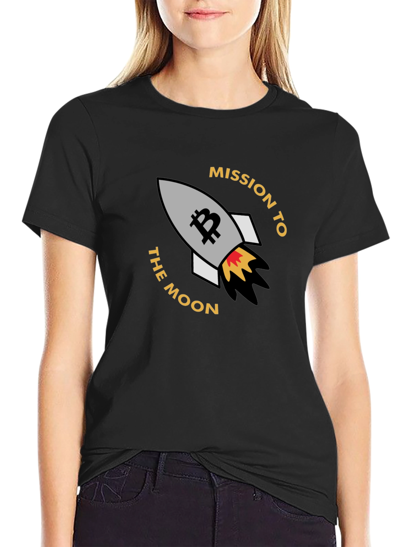 Bitcoin Mission To The Moon Black T-Shirt