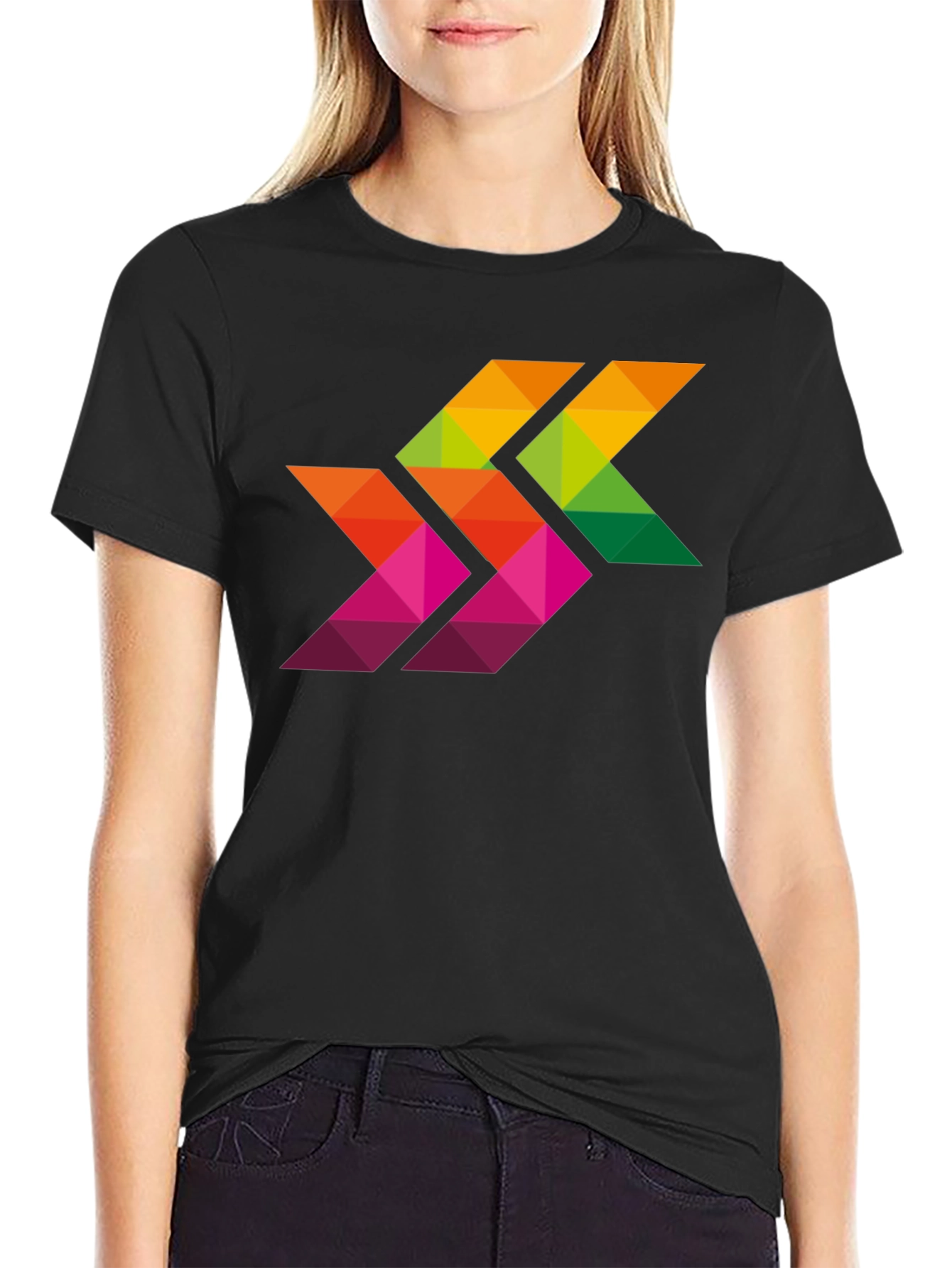 Geometric Arrows Graphic Black T-Shirt