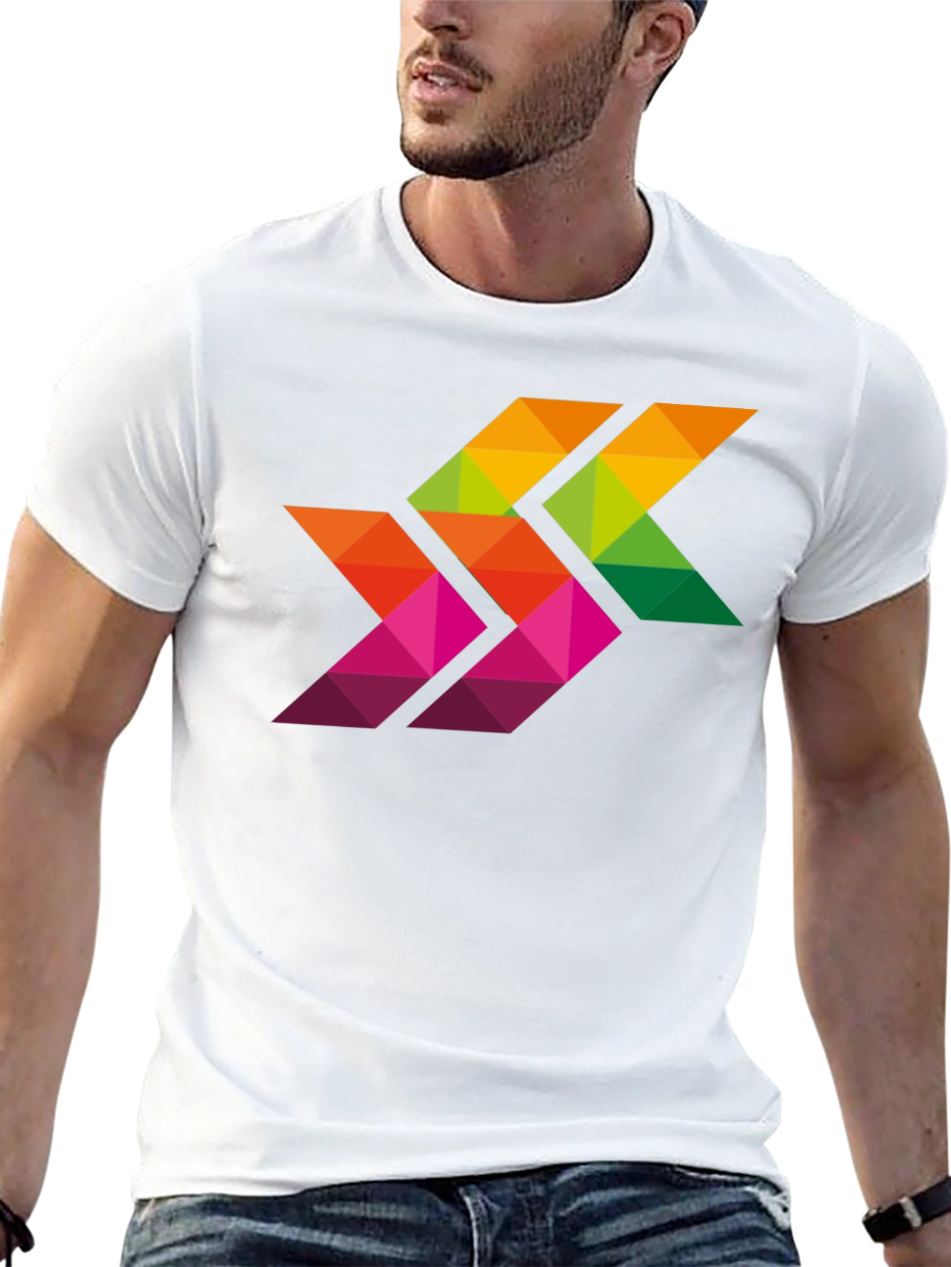 Geometric Arrows Graphic Black T-Shirt