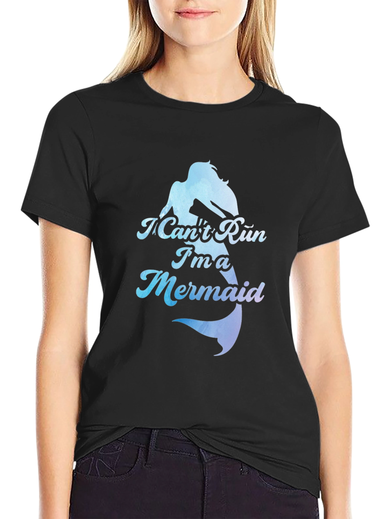 I Cant Run Im A Mermaid Black T-Shirt