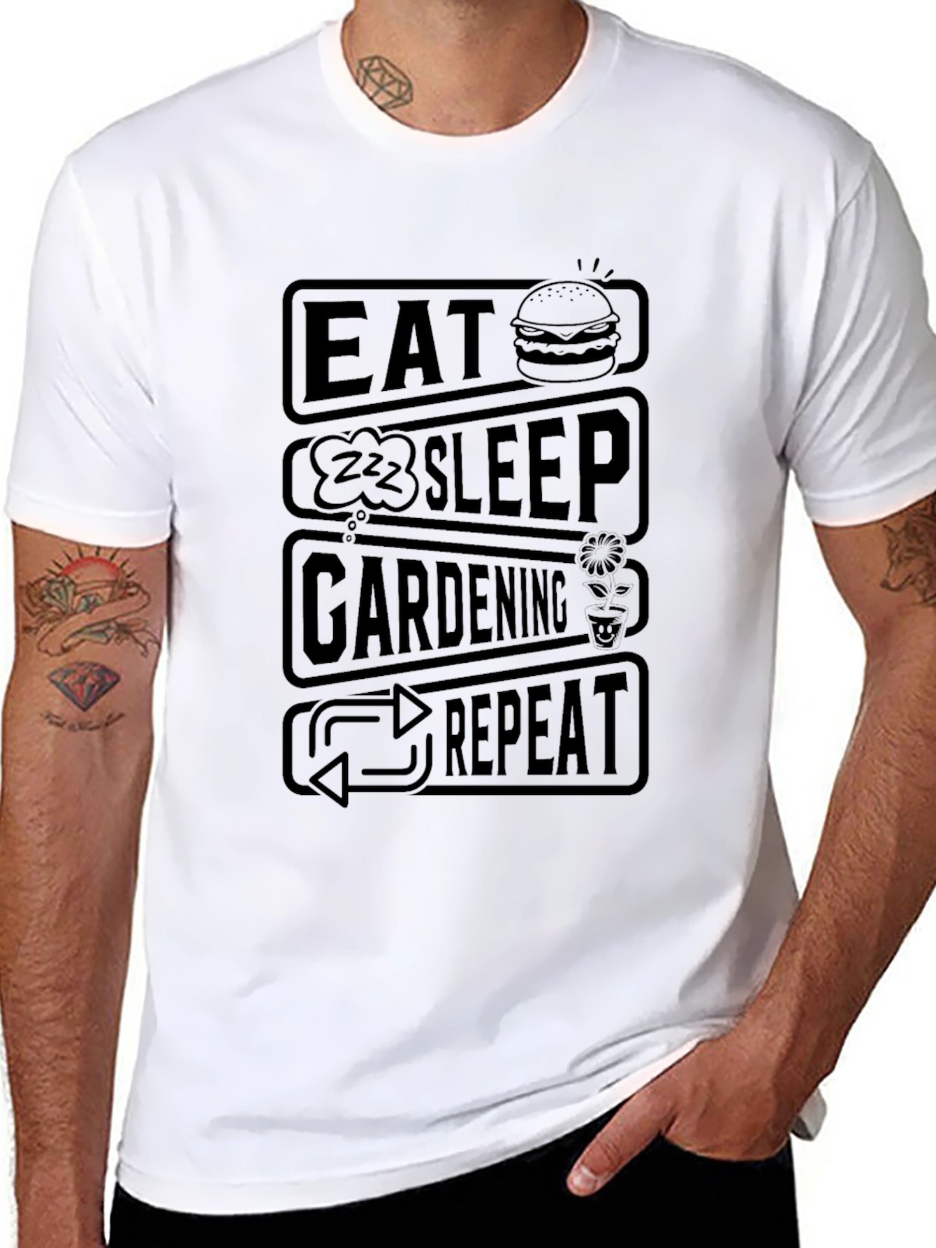 Eat Sleep Gardening Repeat Graphic Tee