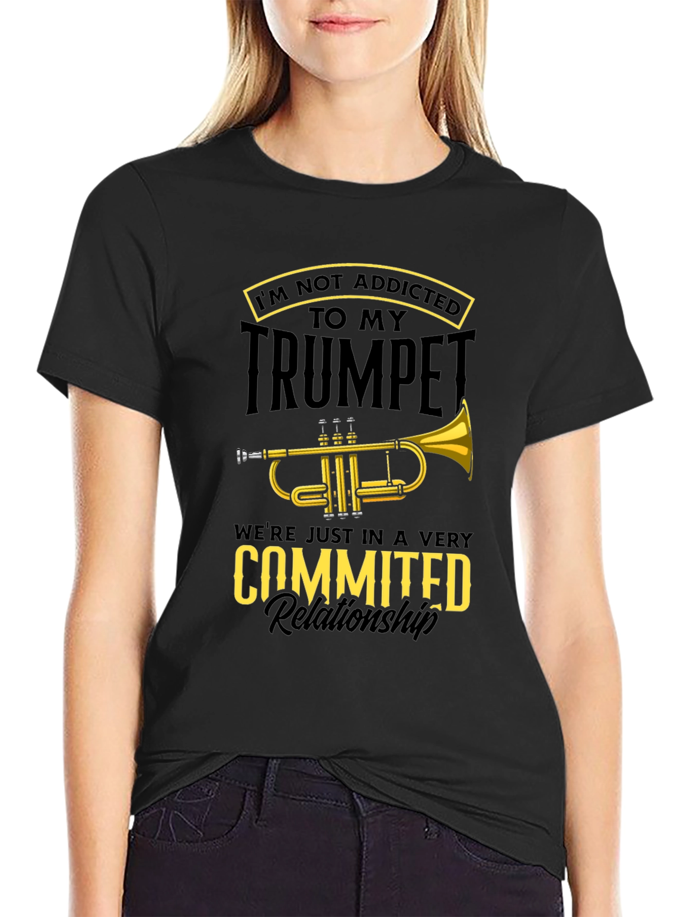 Trumpet Player Black T-Shirt Funny Music Lover Gift