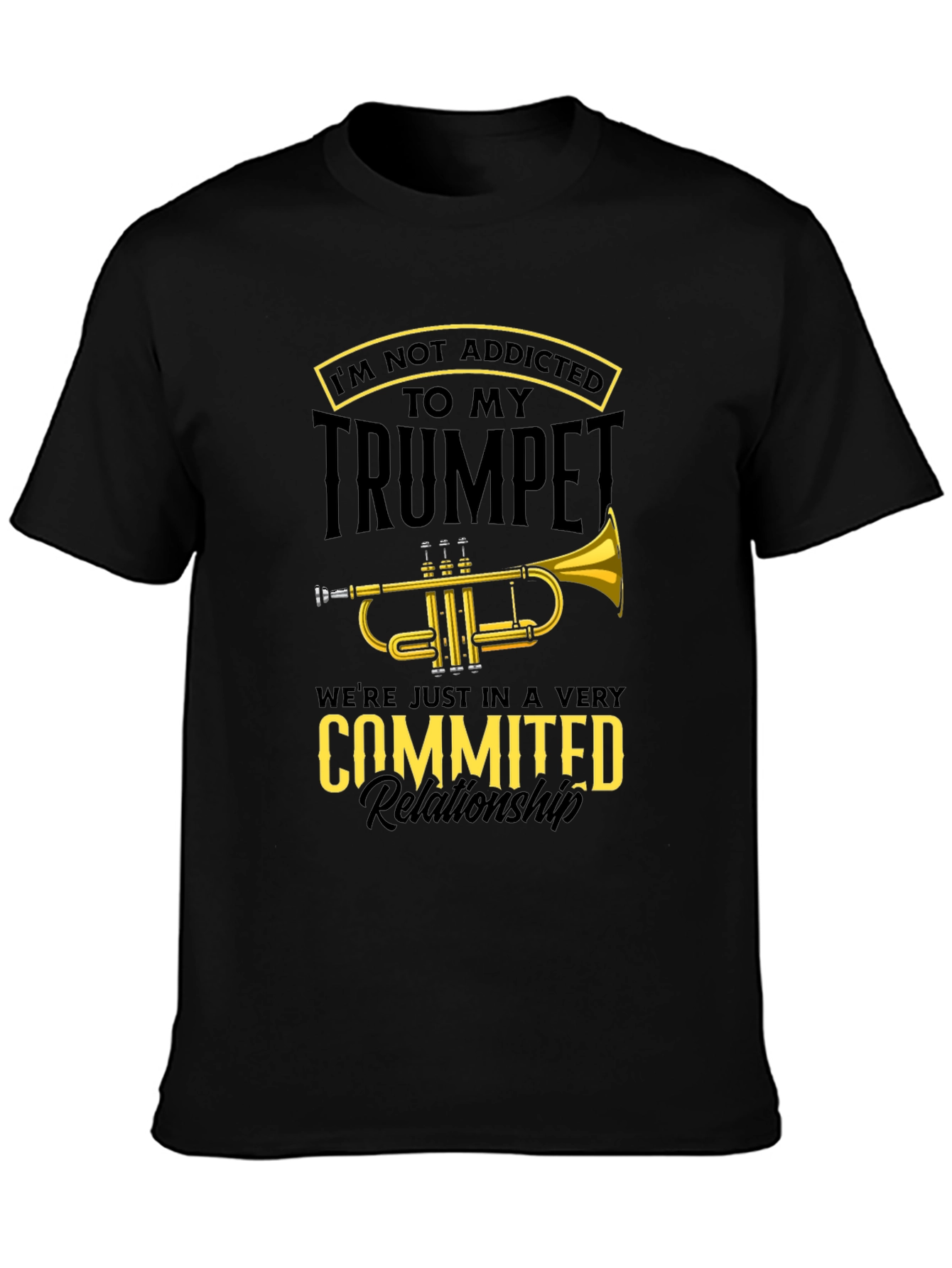 Trumpet Player Black T-Shirt Funny Music Lover Gift