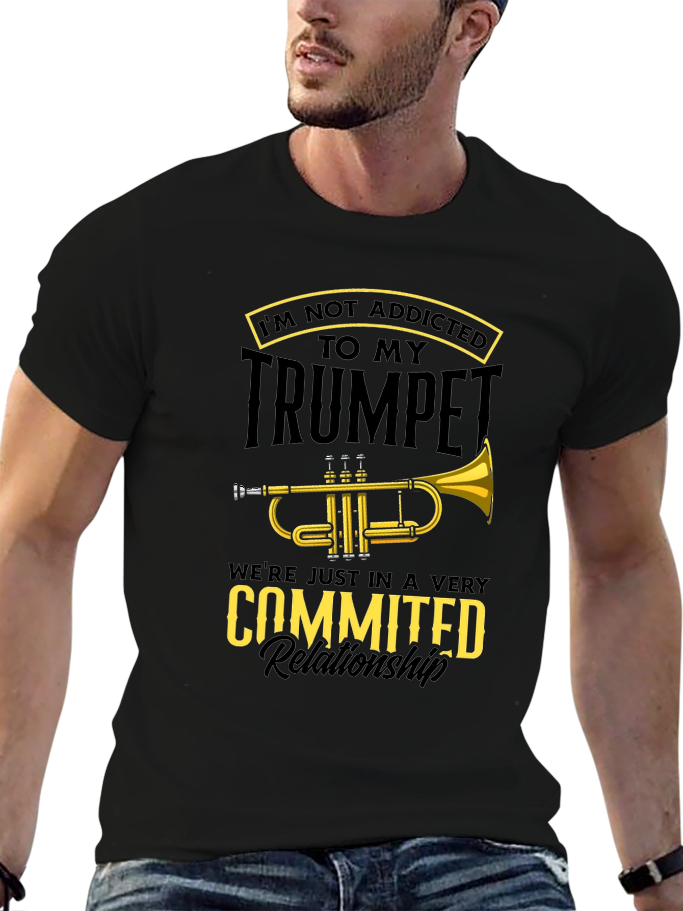 Trumpet Player Black T-Shirt Funny Music Lover Gift