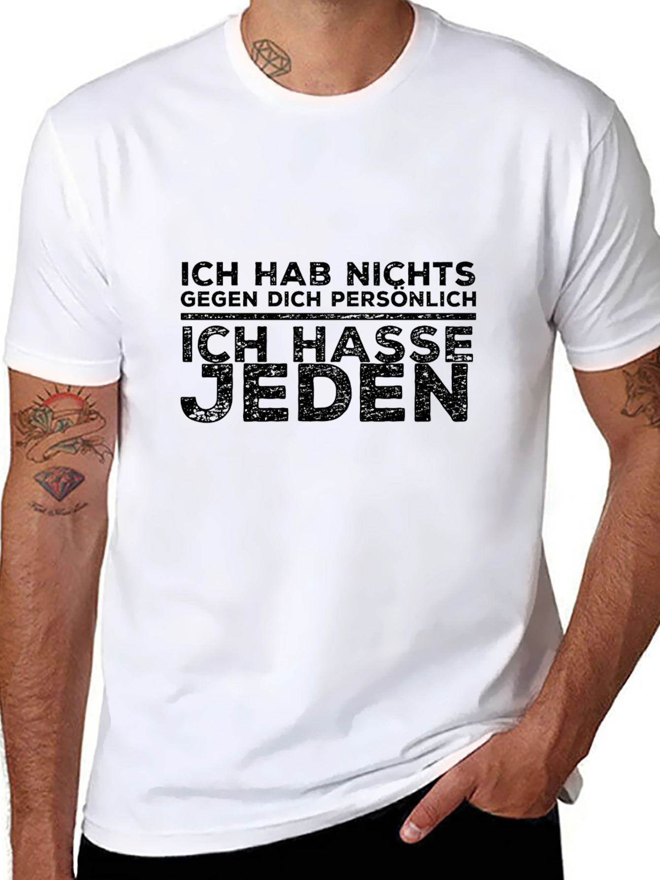 Ich Hasse Jeden Black Graphic Tee