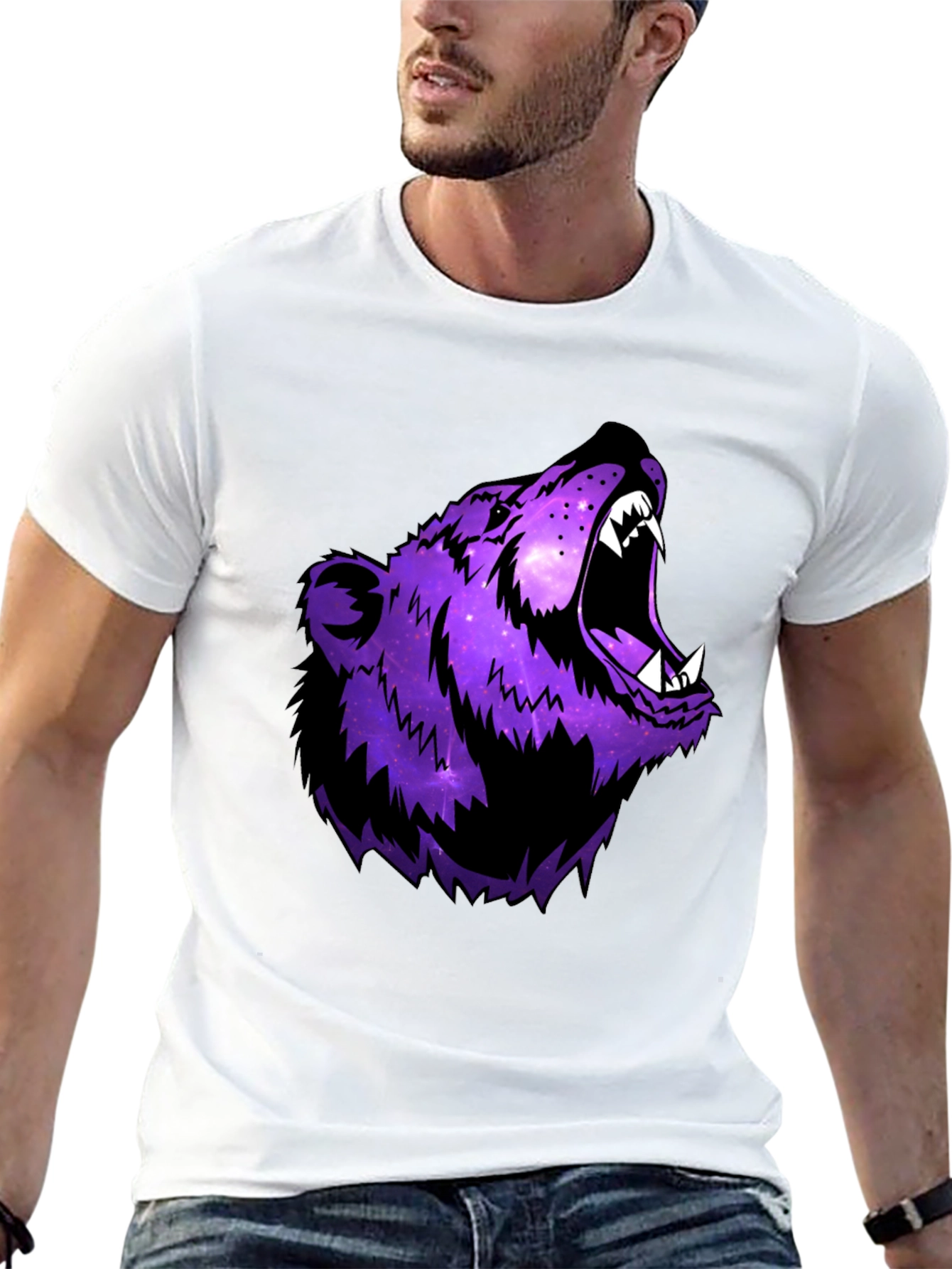 Galaxy Bear Graphic Black T-Shirt