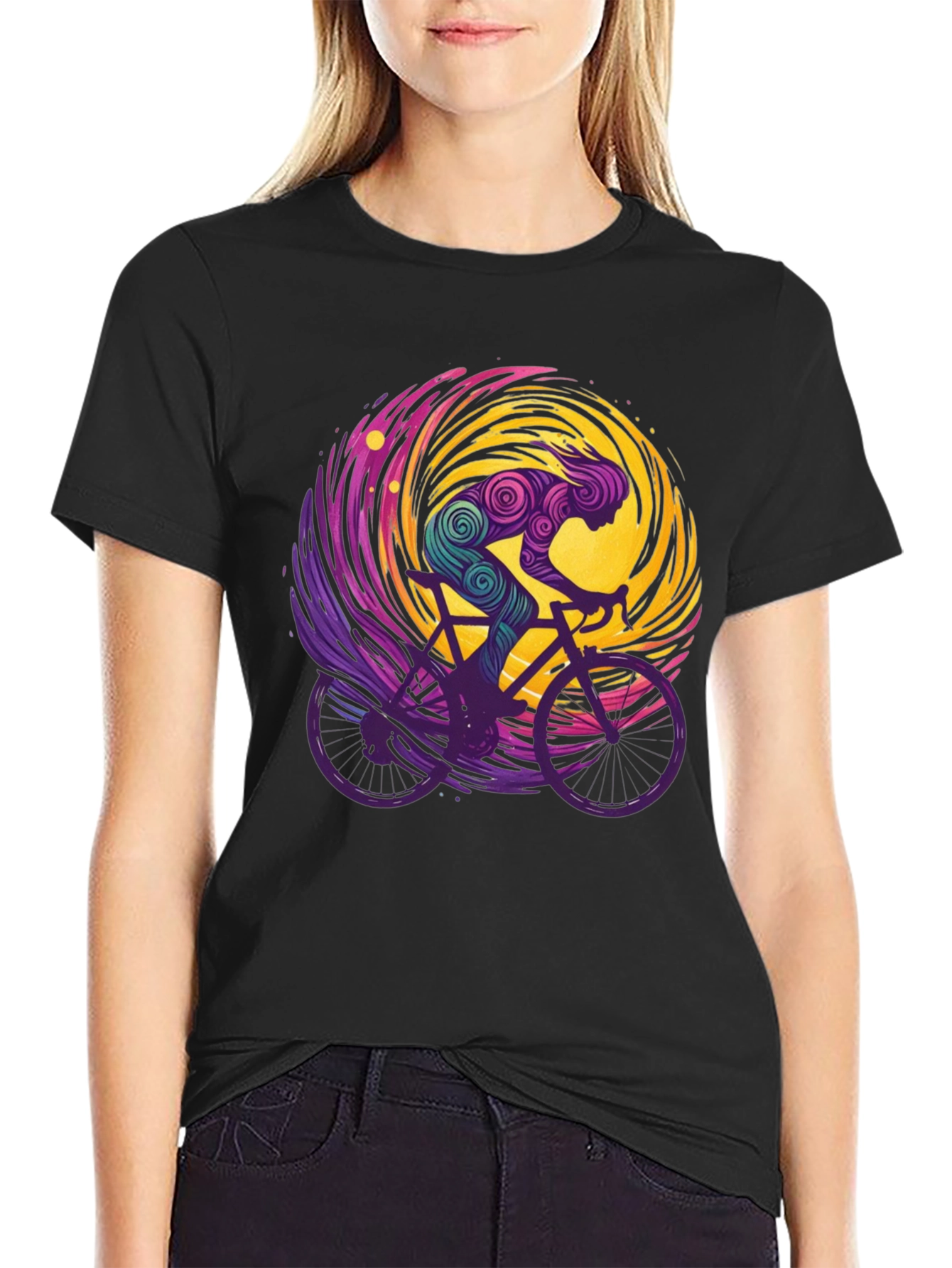 Cosmic Cyclist Tee - Unique Graphic Design