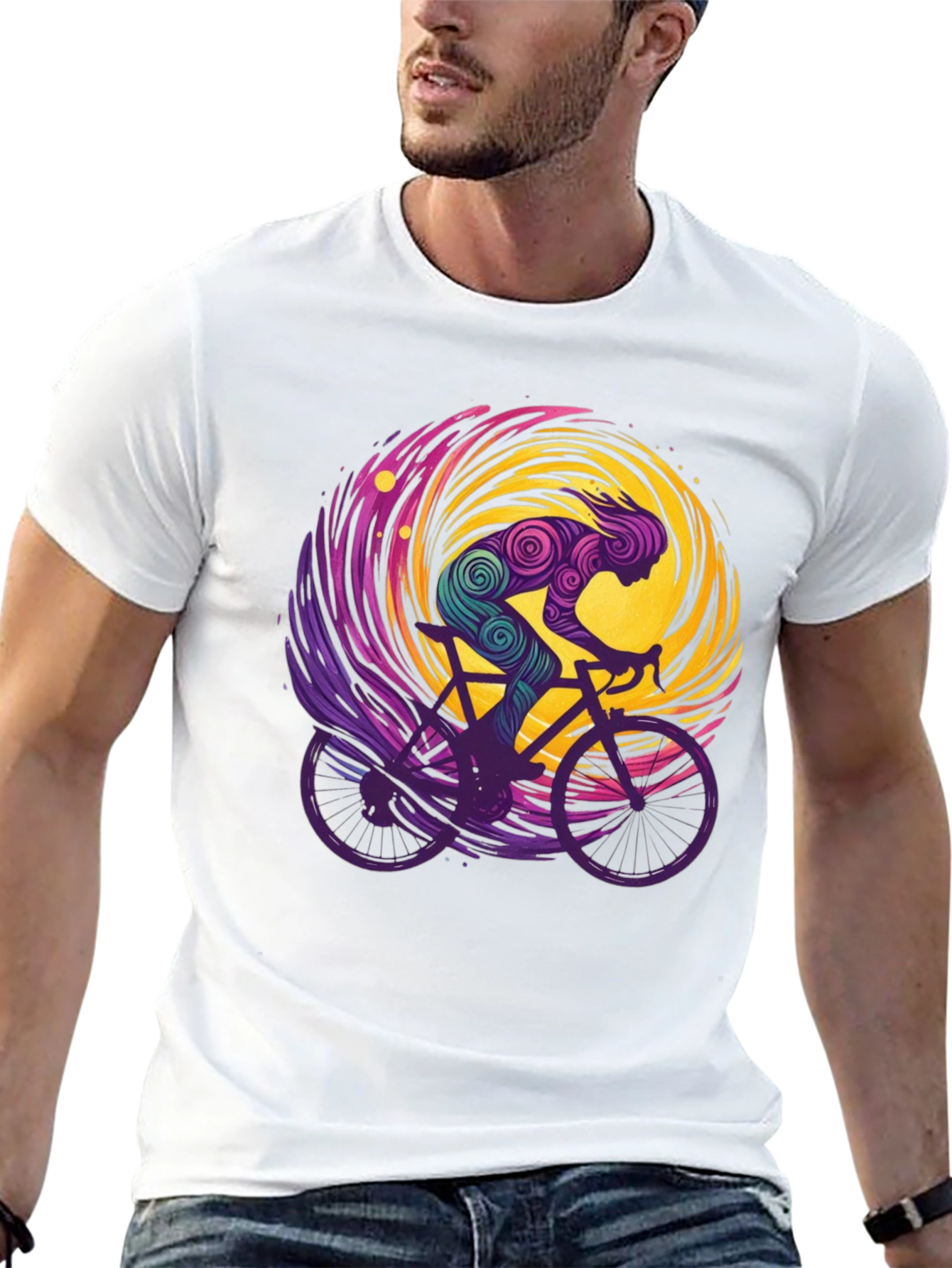 Cosmic Cyclist Tee - Unique Graphic Design