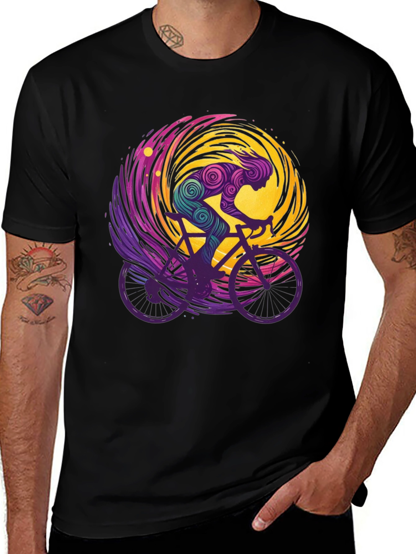 Cosmic Cyclist Tee - Unique Graphic Design