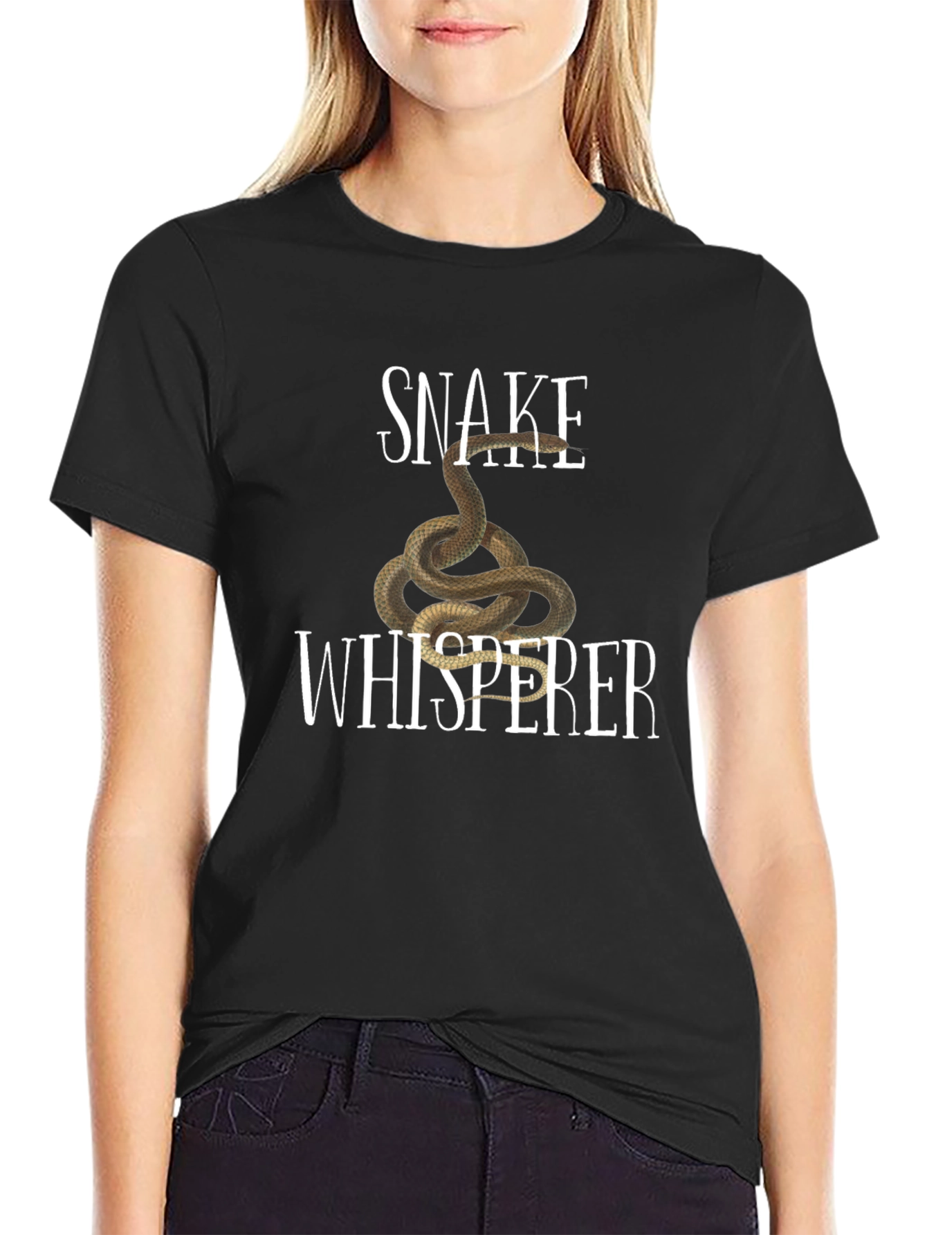 Snake Whisperer Graphic Tee - Black Cotton T-Shirt