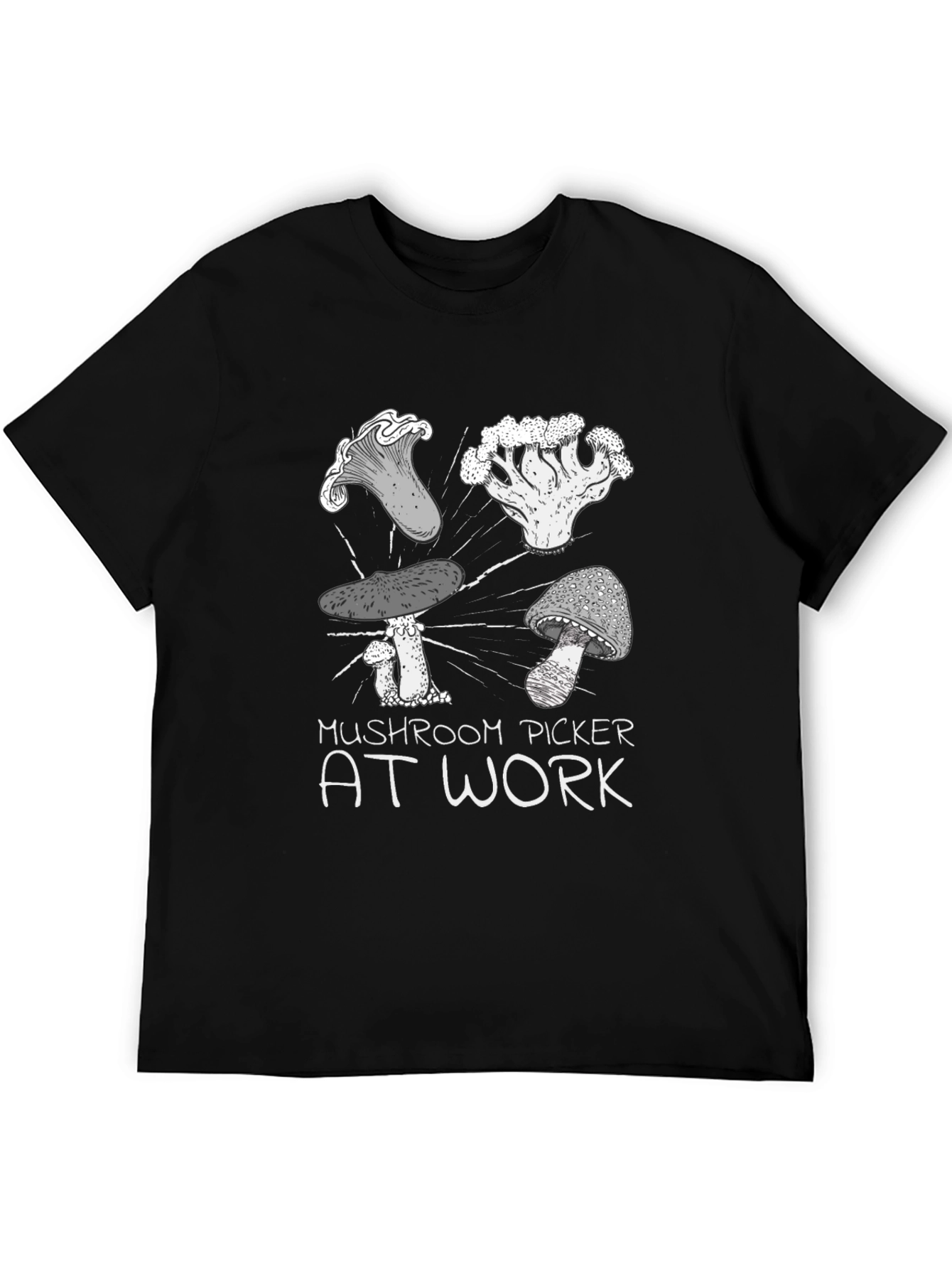 Mushroom Picker at Work Graphic Tee