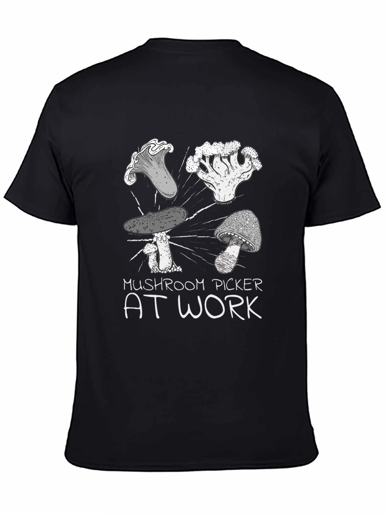 Mushroom Picker at Work Graphic Tee
