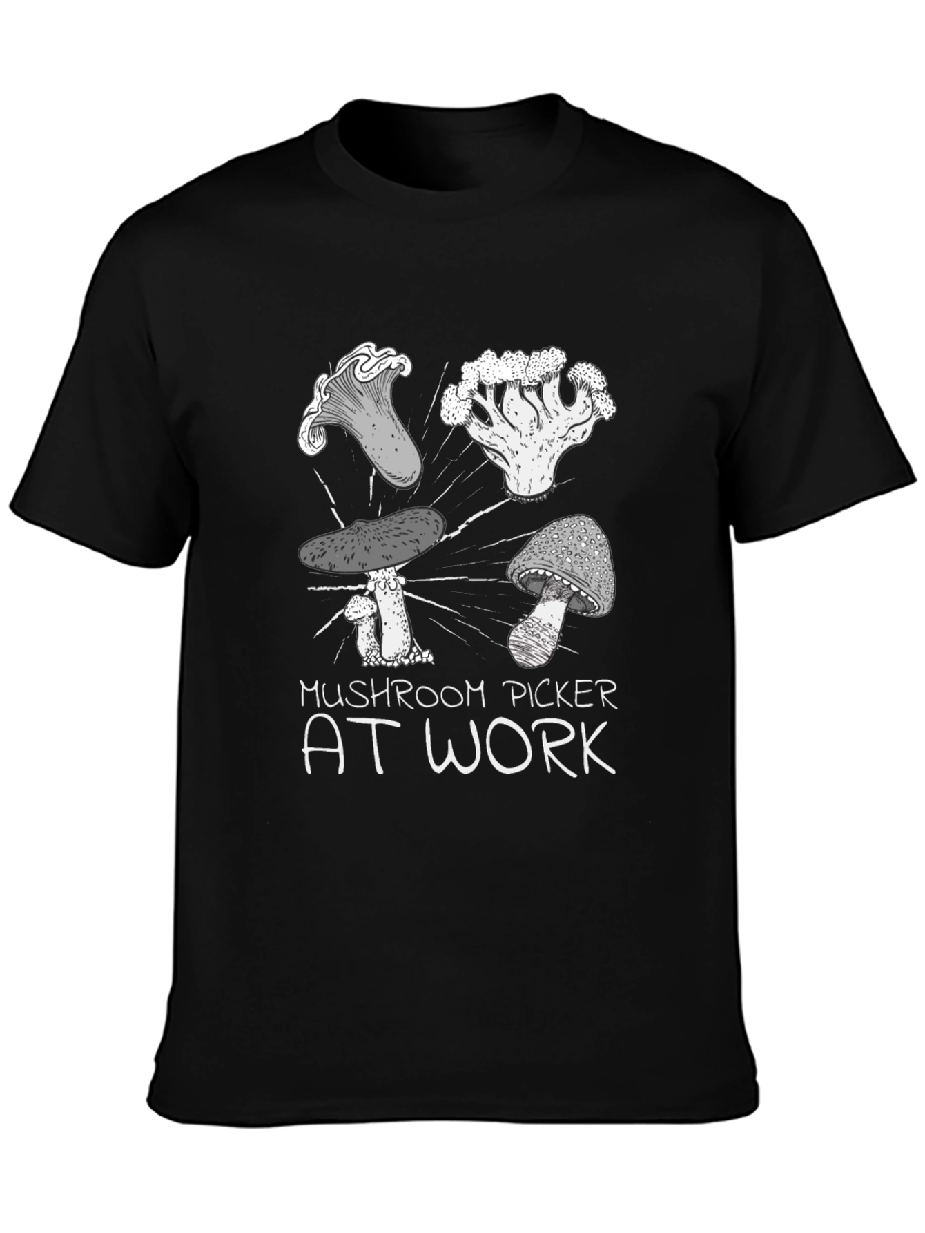Mushroom Picker at Work Graphic Tee
