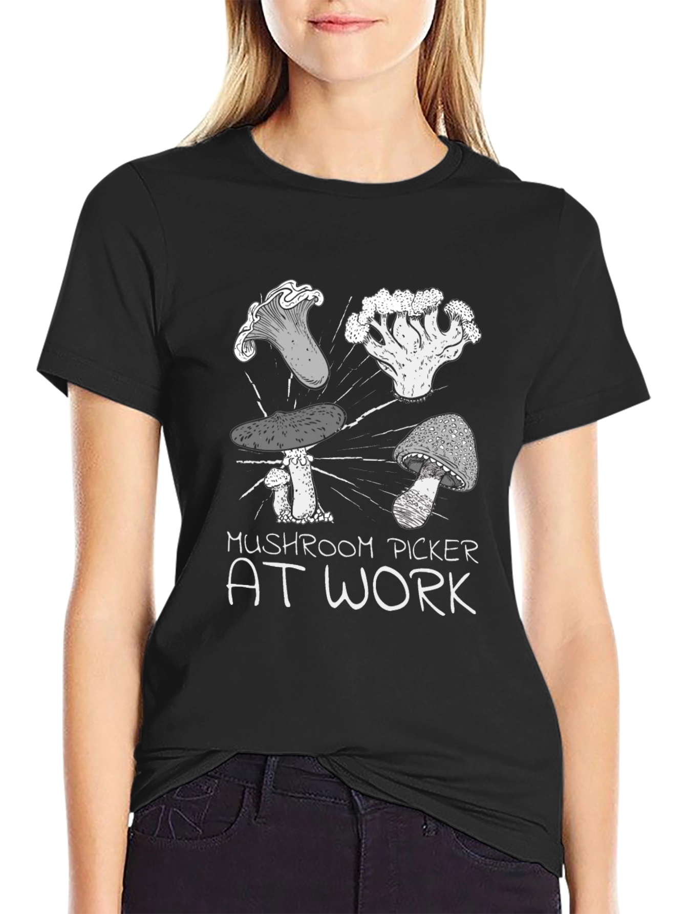 Mushroom Picker at Work Graphic Tee
