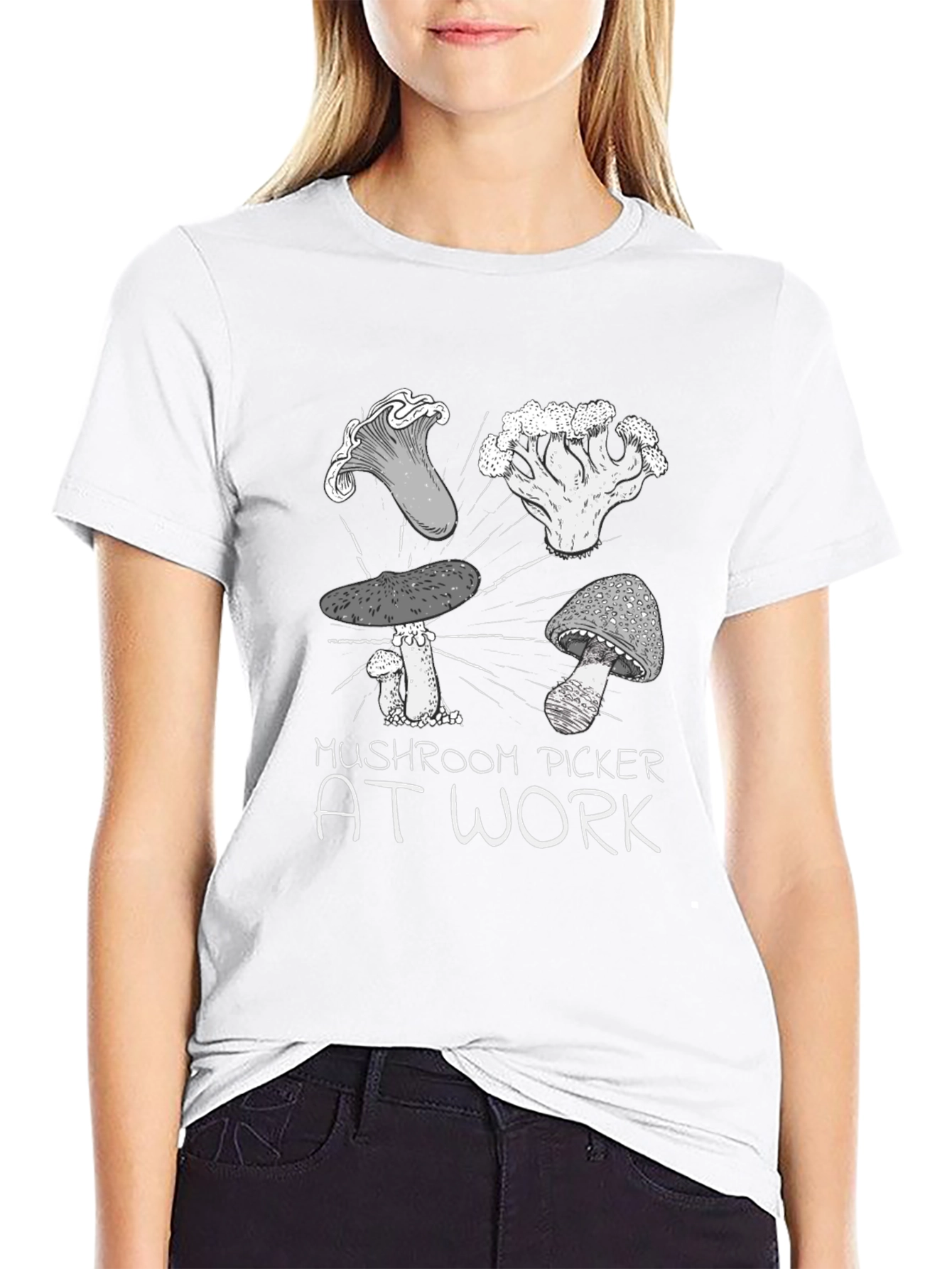 Mushroom Picker at Work Graphic Tee