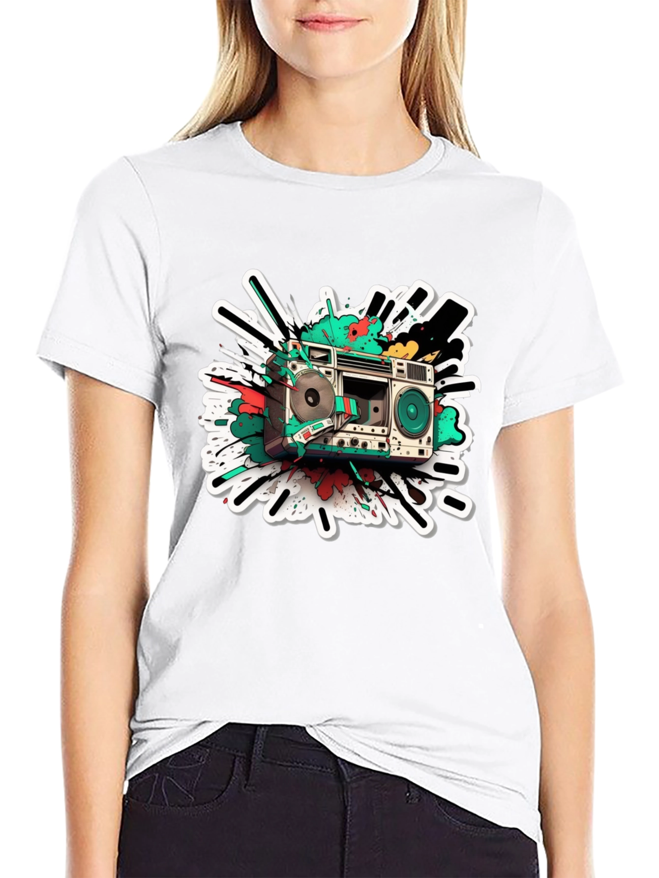 Retro Boombox Graphic Tee - Classic Style