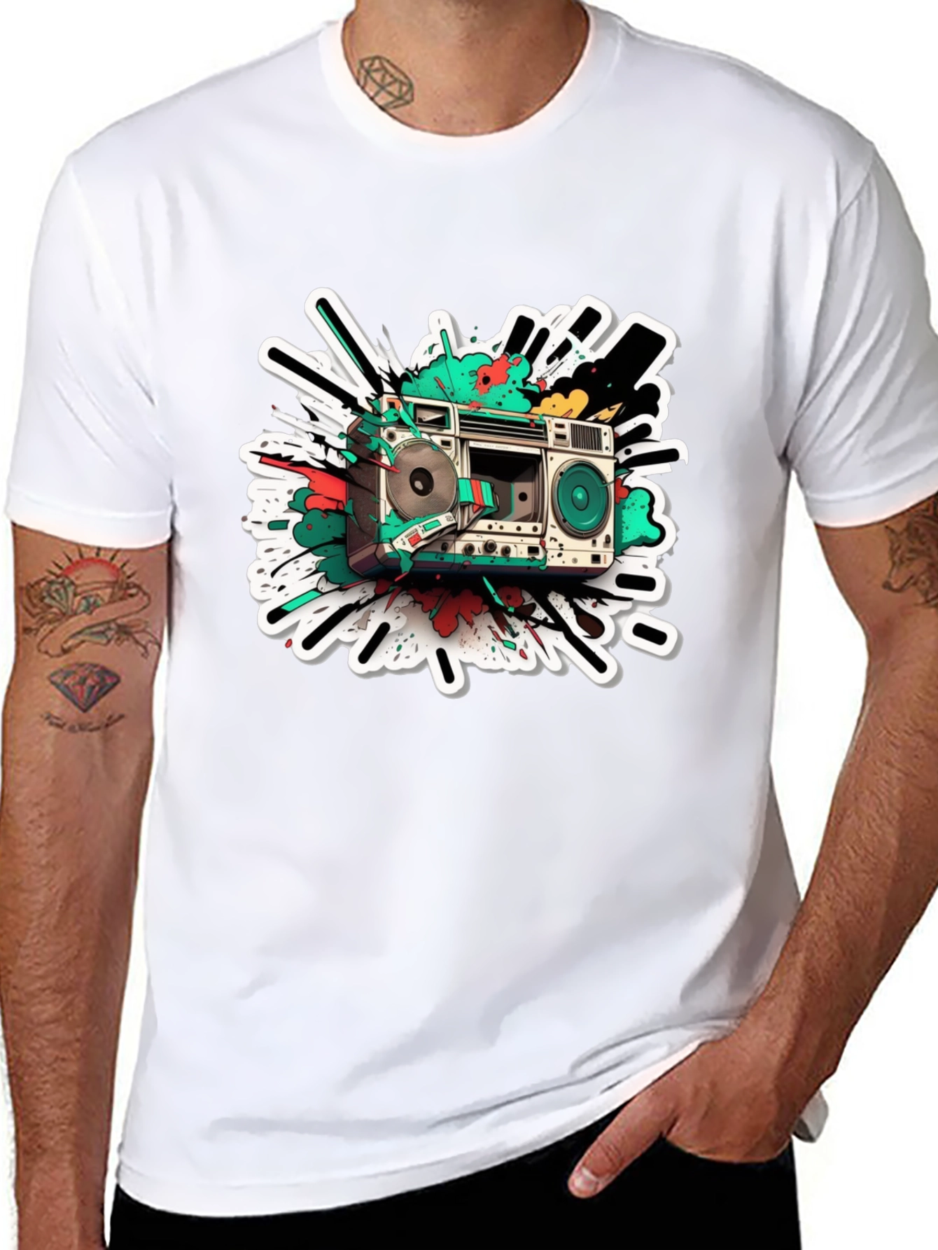 Retro Boombox Graphic Tee - Classic Style