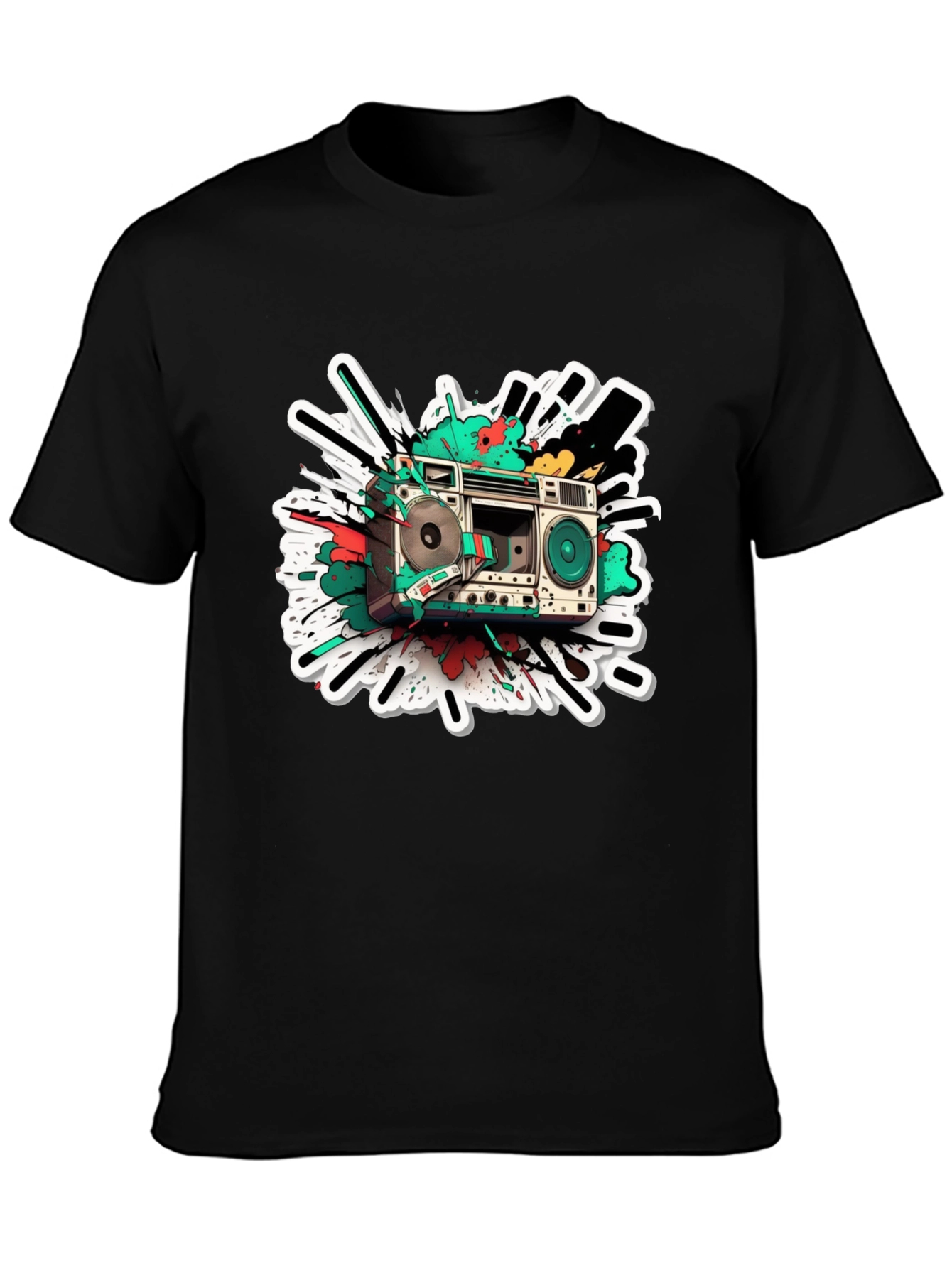 Retro Boombox Graphic Tee - Classic Style