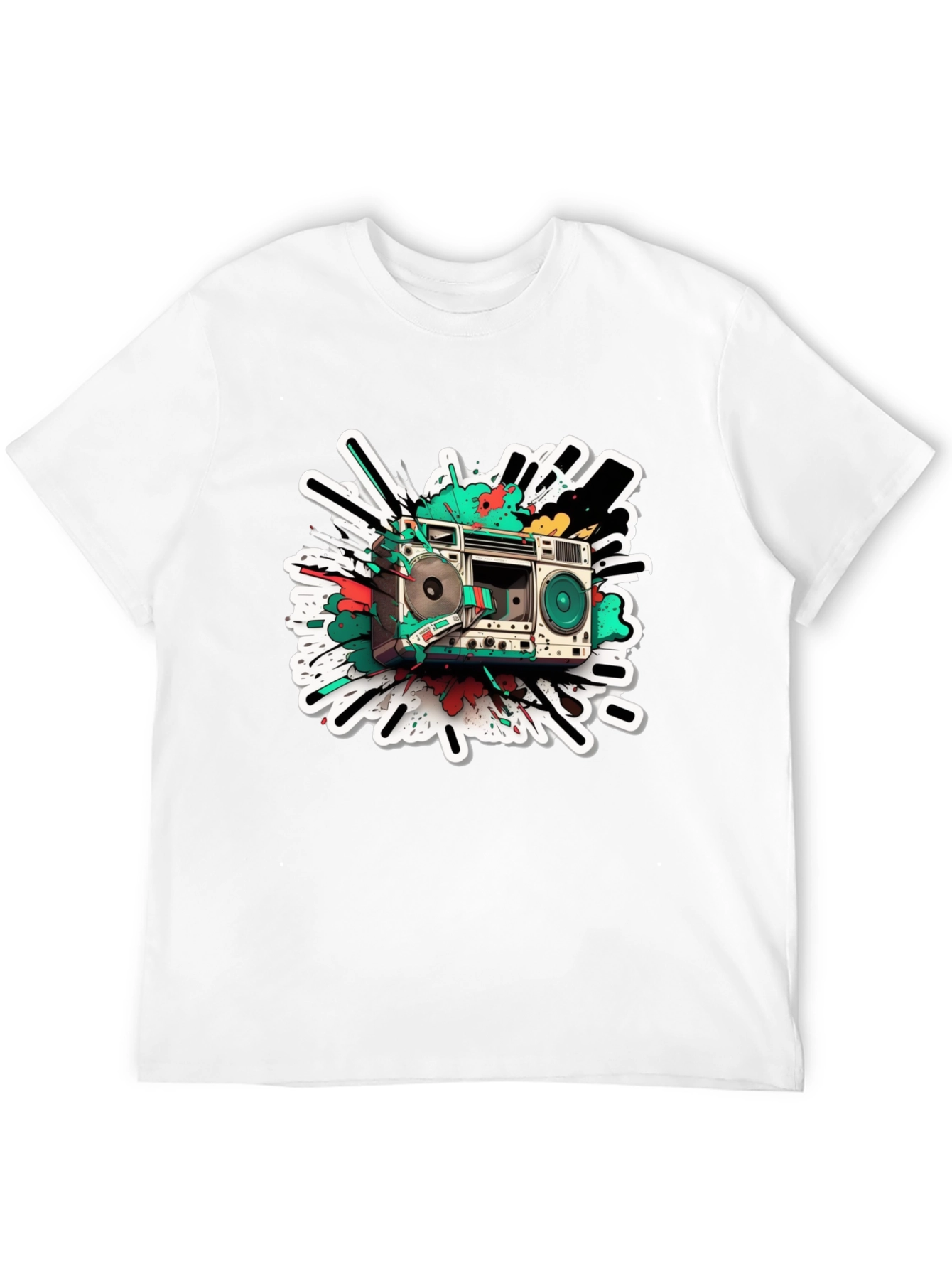 Retro Boombox Graphic Tee - Classic Style