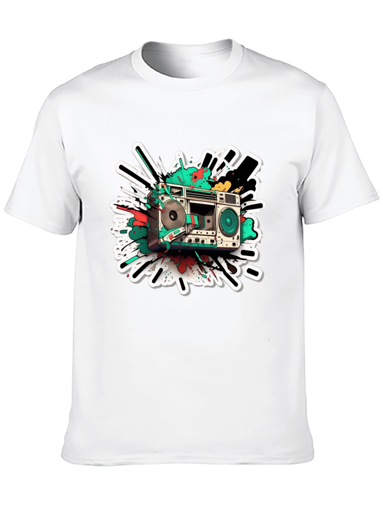 Retro Boombox Graphic Tee - Classic Style