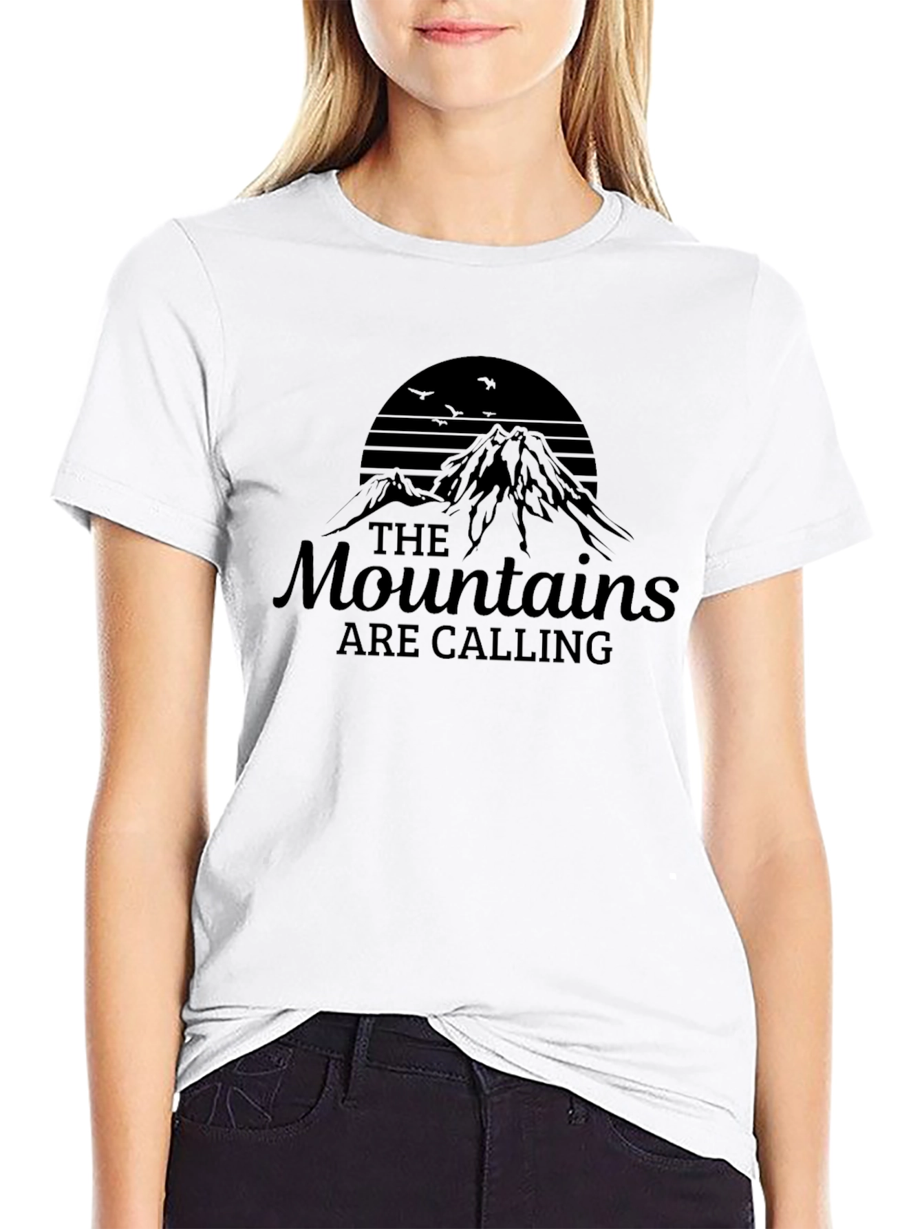 Mountains Are Calling Black Graphic Tee
