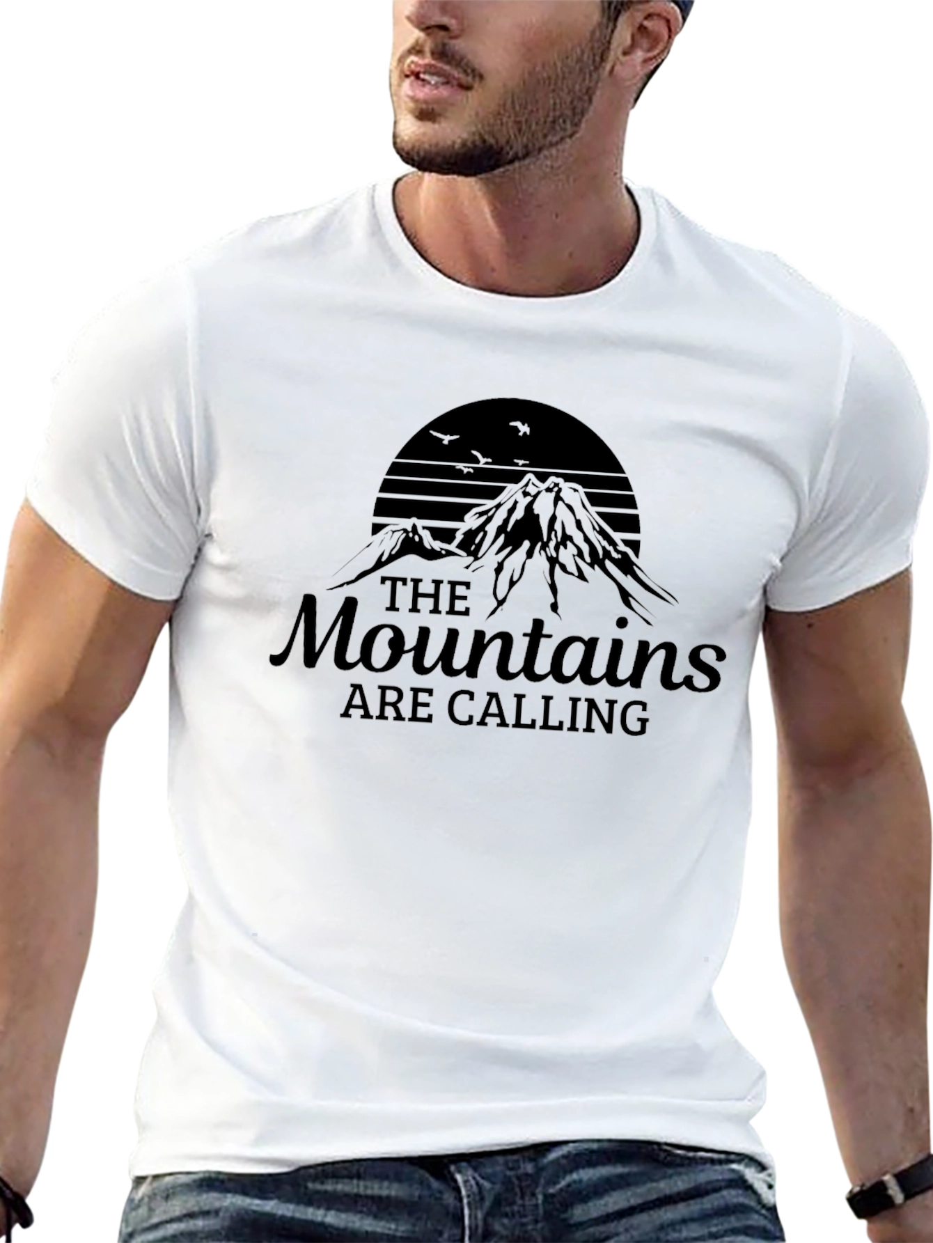 Mountains Are Calling Black Graphic Tee