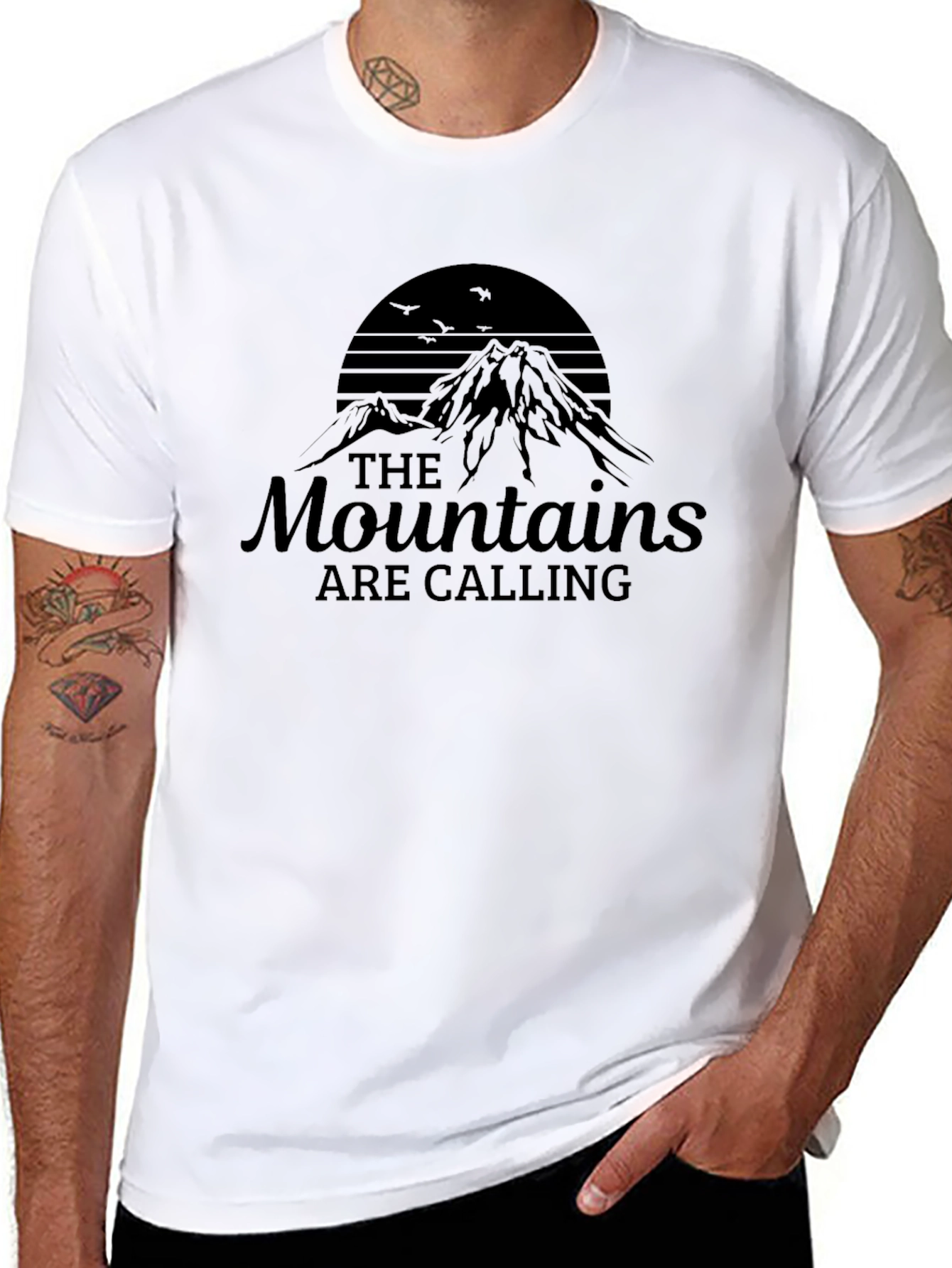 Mountains Are Calling Black Graphic Tee