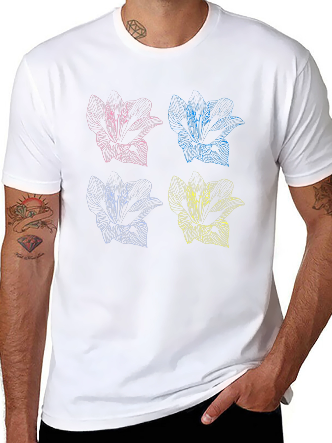 Floral Pop Art T-Shirt - Stylish Graphic Tee