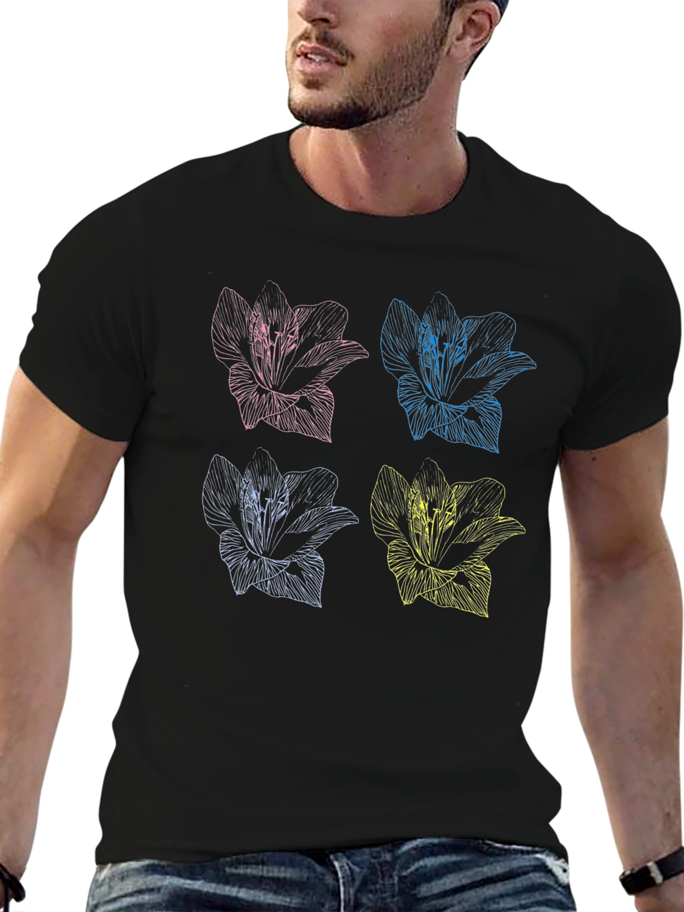 Floral Pop Art T-Shirt - Stylish Graphic Tee
