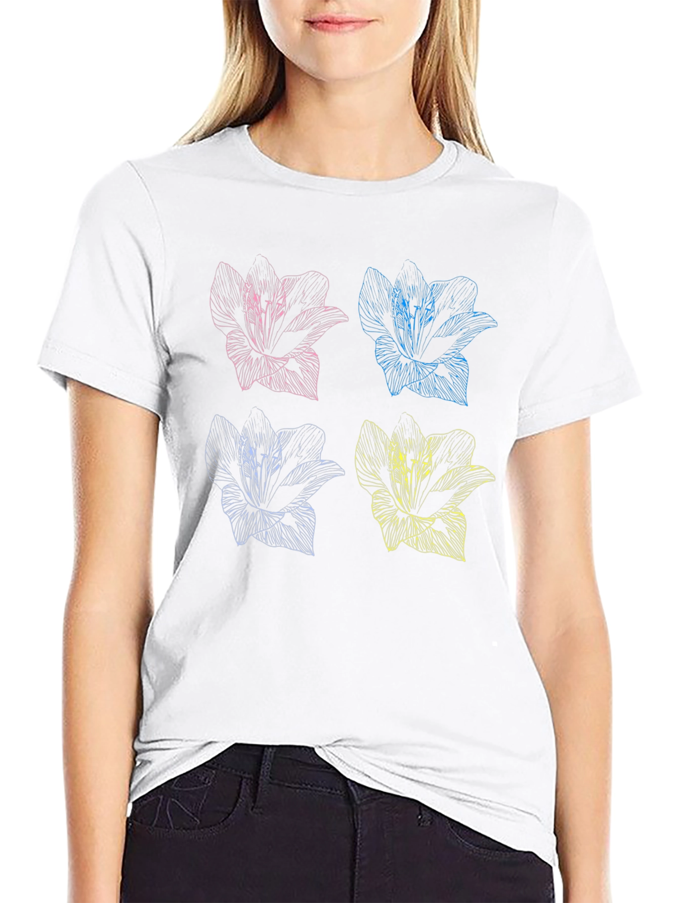 Floral Pop Art T-Shirt - Stylish Graphic Tee
