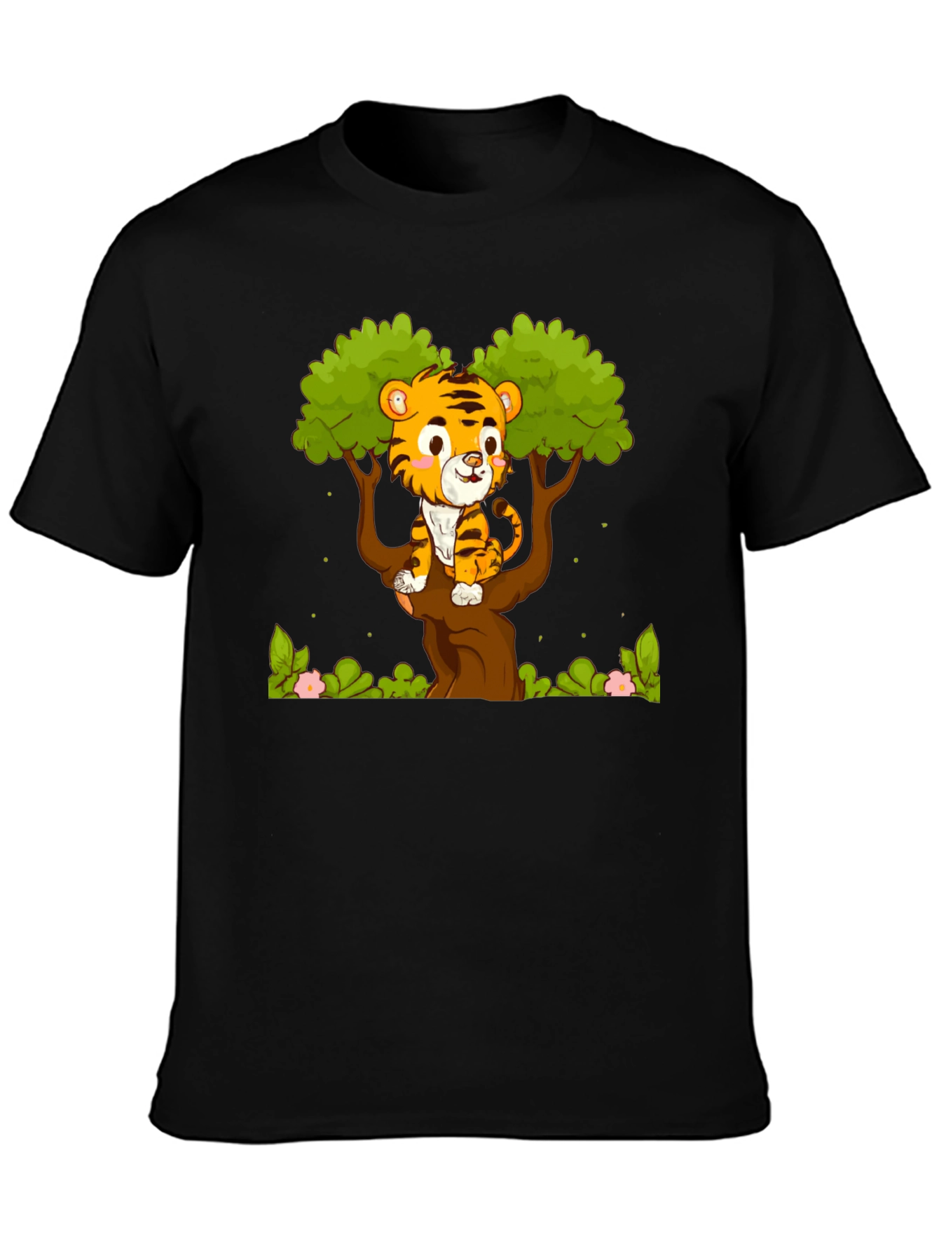 Cute Tiger Cub in Tree Graphic T-Shirt