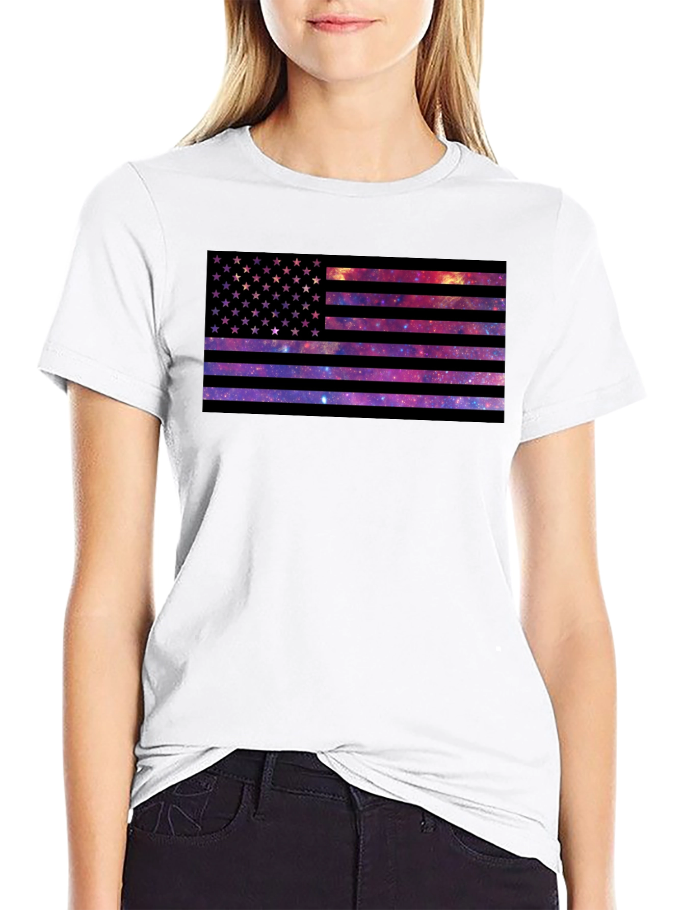 Galaxy American Flag Graphic Tee